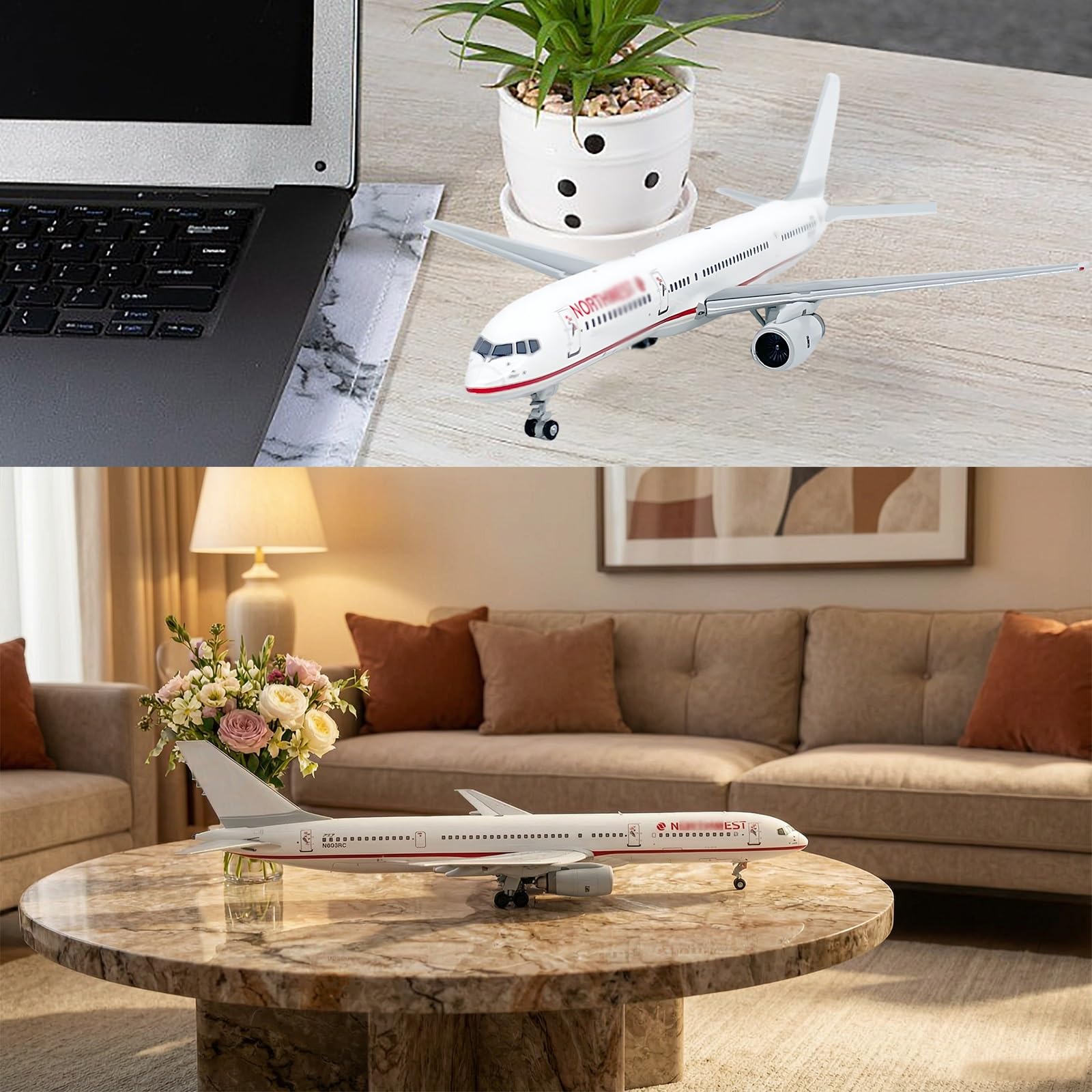 1:400 Scale US North west B757 Die-Cast Metal Airplane Model with Rubber Tires, Collector-Grade Miniature Replica – Gift for Adult Aviation Enthusiasts, Desk Shelf Display Decor