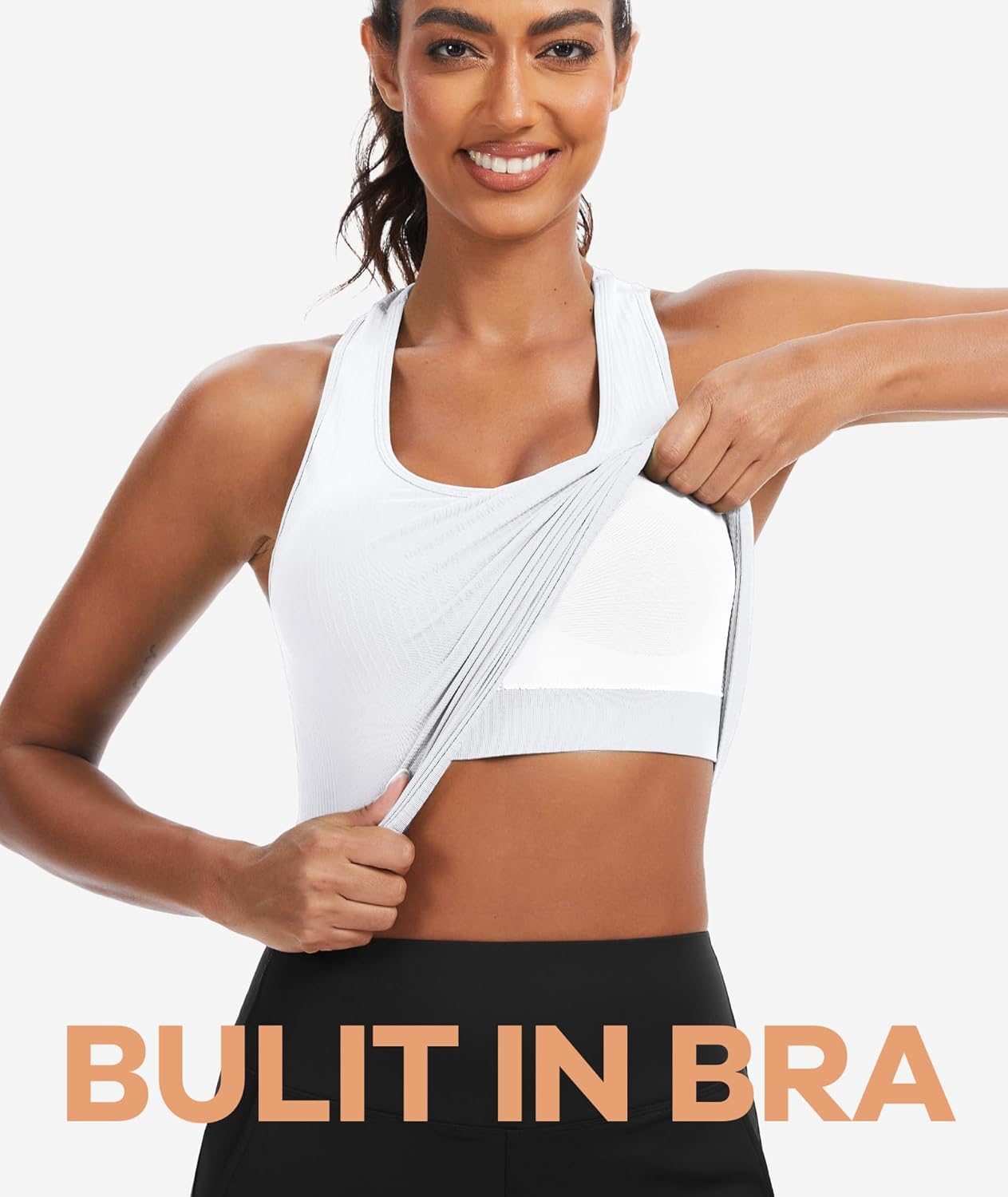 Sports Bra for Women, Wide Straps Racerback Built-in Bra Tank Tops,Gym Yoga Sports Shirts Running Athletic Crop Top