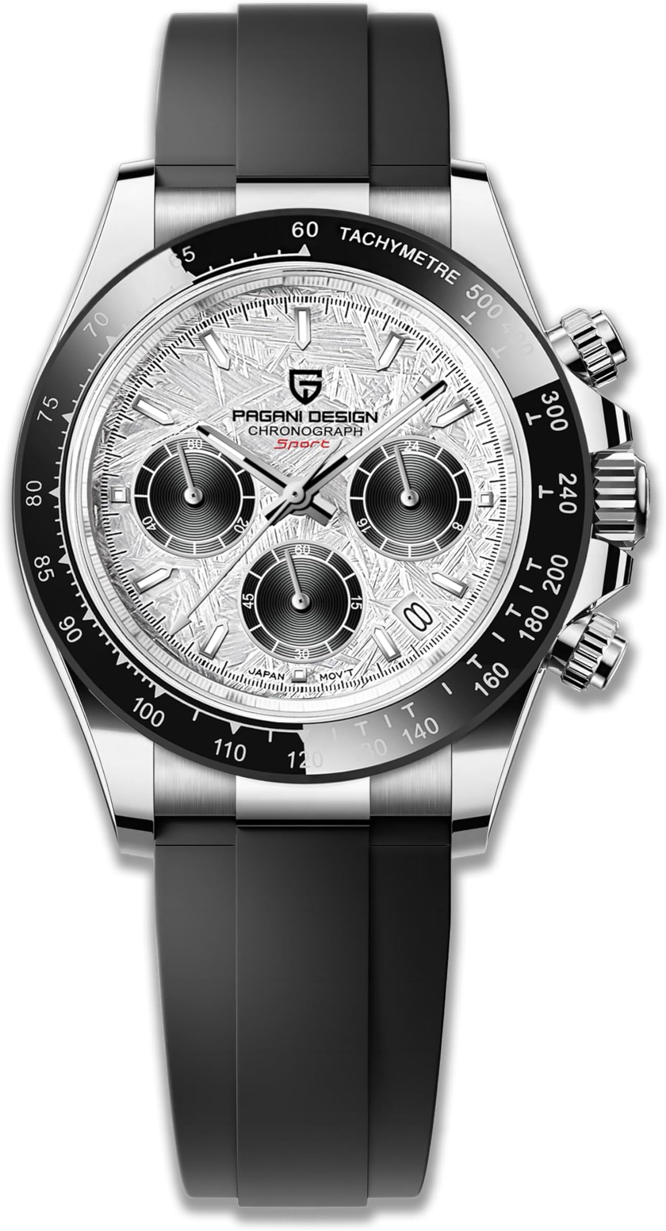 Pagani Design Men's Quartz Watch Simple Style High Precision Chronograph Waterproof Ceramic Bezel Stainless Steel Chain