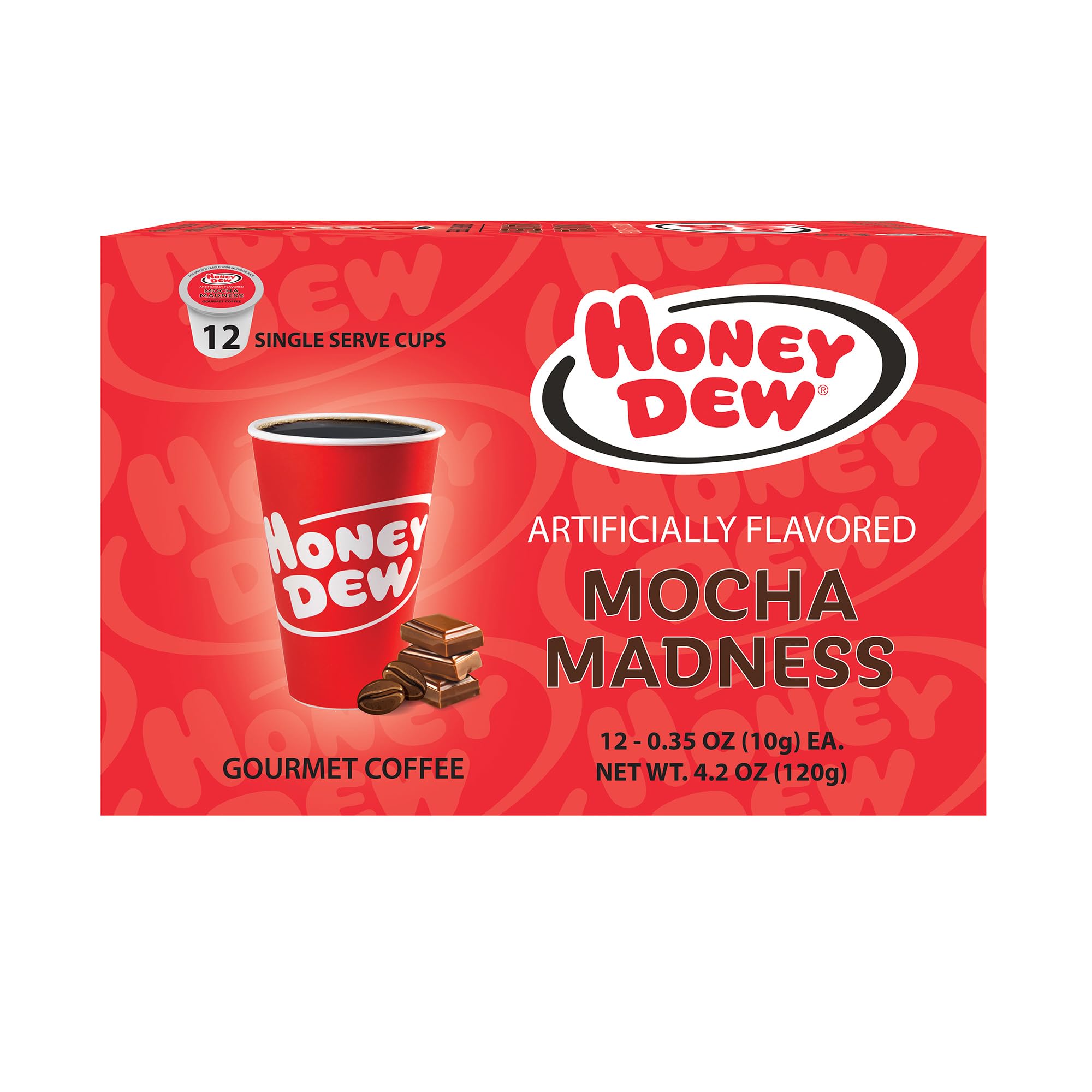 Honey Dew Donuts – Mocha Madness Flavored Coffee – Single Serve Coffee Pods, Compatible with Keurig Brewers – 12 Pods