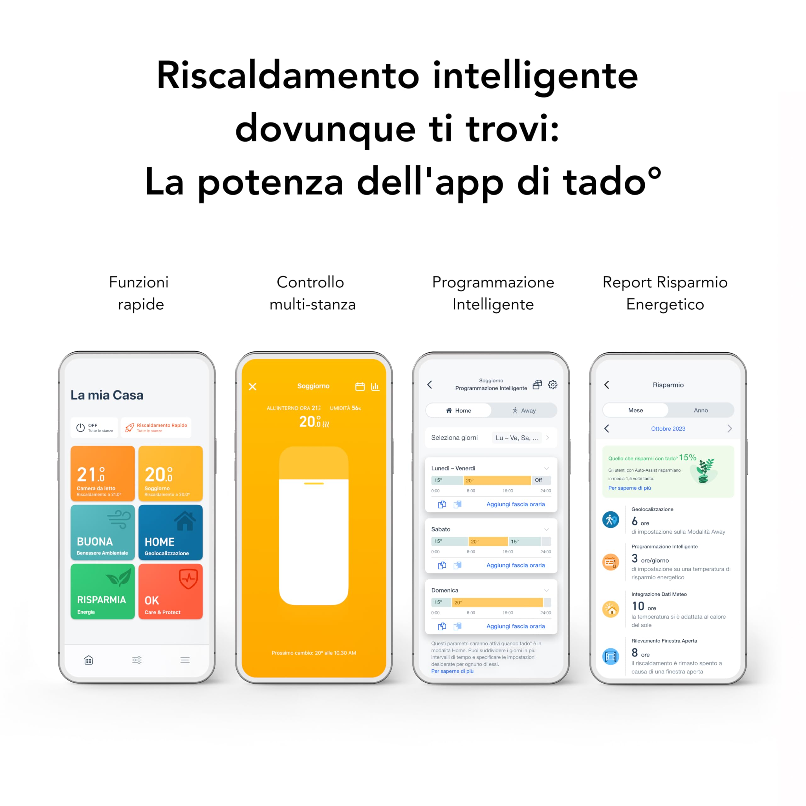 tado° termostato intelligente X, controllo del riscaldamento tramite app e smart speaker (Alexa, Siri, Google Assistant), installazione fai da te