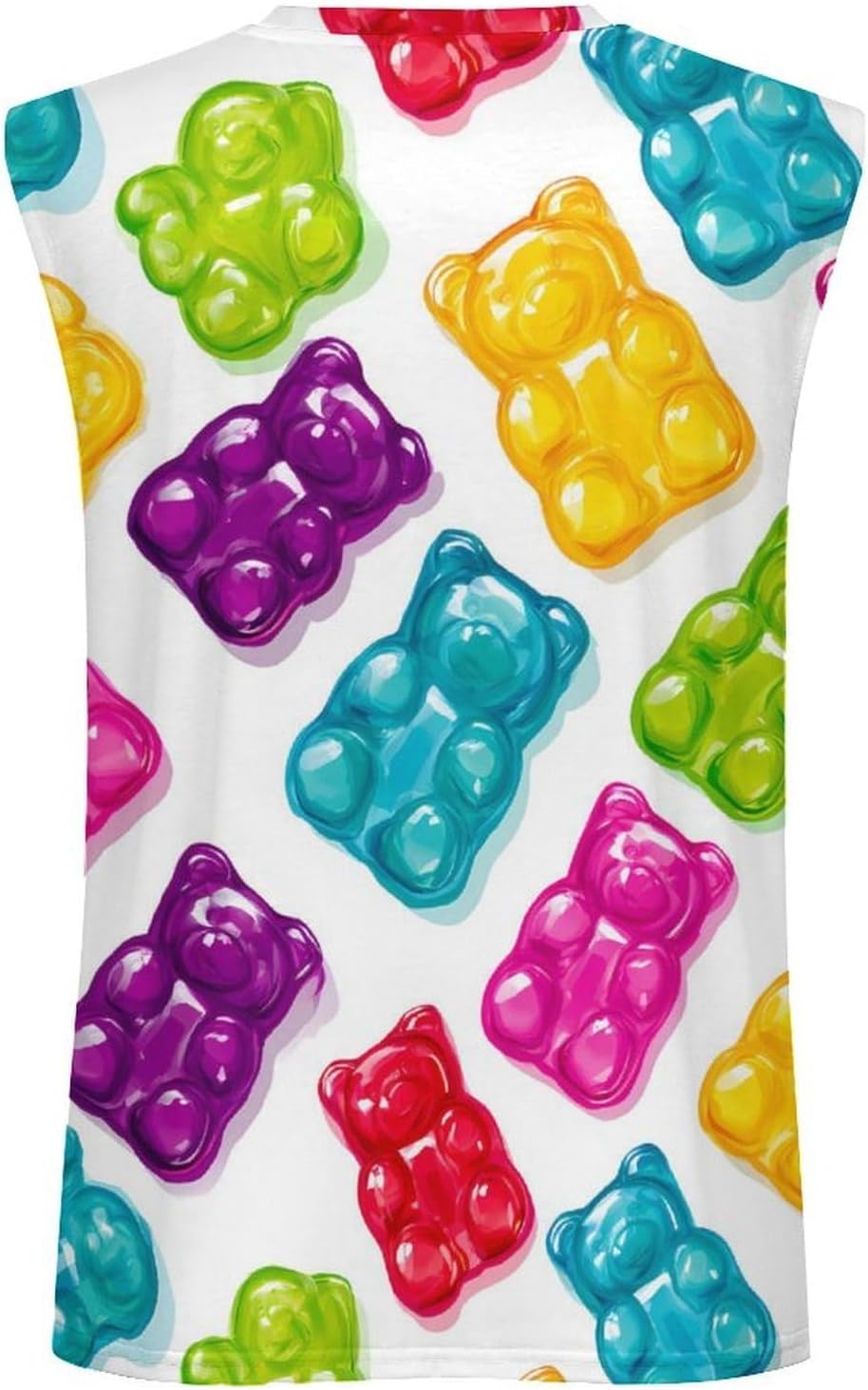 Colorful Gummy Bear Men Summer Sleeveless Crew Neck Top 5XL