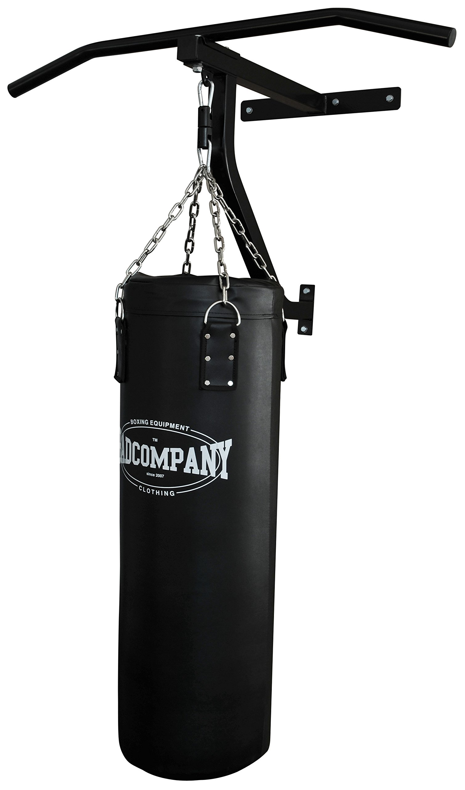 Bad Company Klimmzugstange, Boxsack und Wandhalterung im Set I gefüllter Sandsack 90 x 30 cm (23 kg) inkl. Stahlkette und Befestigungsmaterial I BCA-109