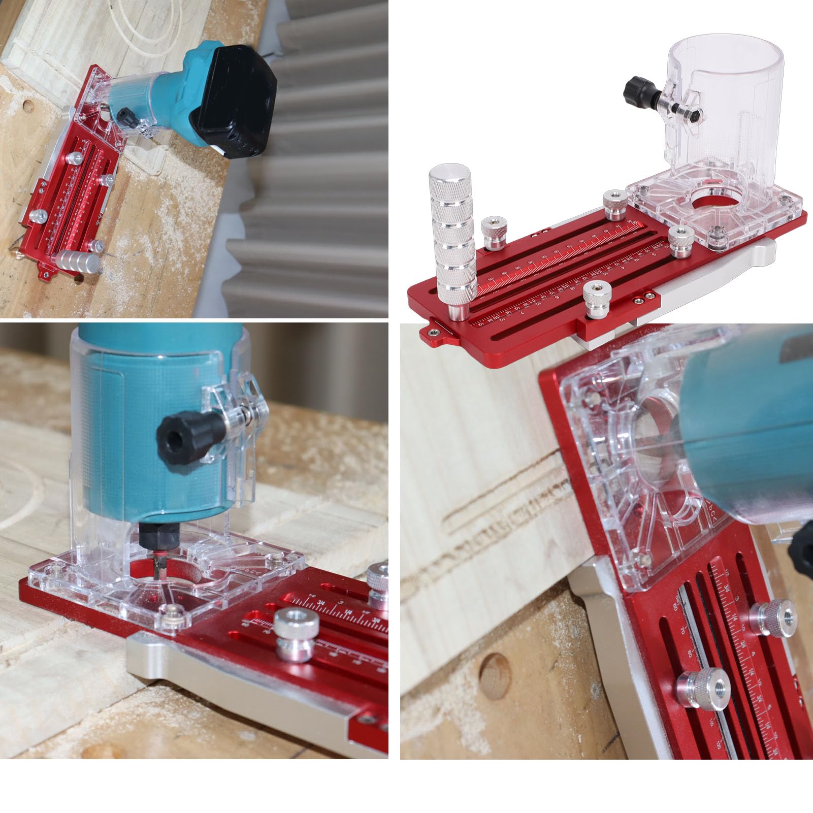 Luocute Base per Fresa per Legno, Guida Multifunzionale per Scanalatura del Router in Lega di Alluminio con Scala Precisa e Backplane Dritto, per la Lavorazione del Legno, Rifilatura,