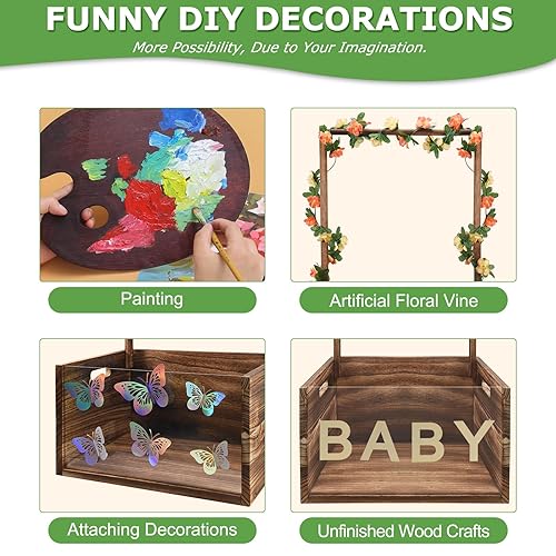 Miniatura 3 de PIIOSER Caja de almacenamiento multifuncional de madera y acrílico visible con asa, cestas de juguete de bienvenida para bebés recién nacidos para