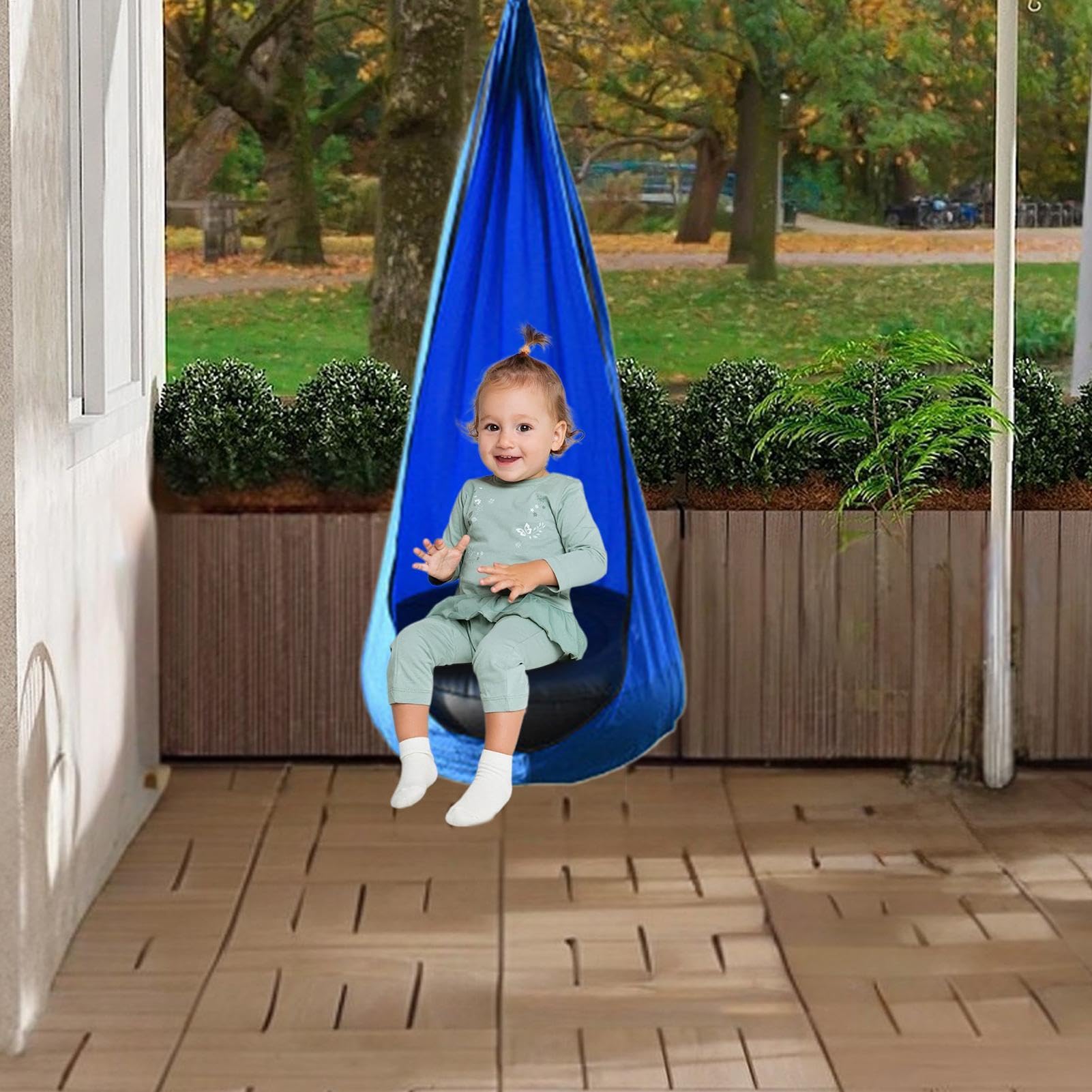 Huśtawka dla dzieci, sensoryczny fotel hamakowy, huśtawka dla dzieci, obracana o 360 stopni, łatwa instalacja i przechowywanie, 140 x 70 cm, do relaksu wewnątrz i na zewnątrz, metoda leczenia