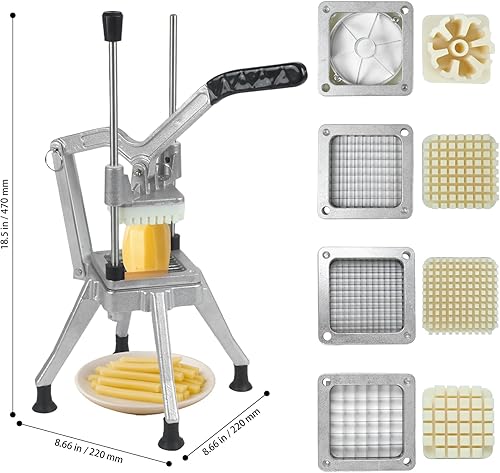 Miniatura 6 de Picador comercial de verduras, cortador de frutas profesional resistente con hoja de repuesto de 14 pulgadas, cortador de papas fritas de acero