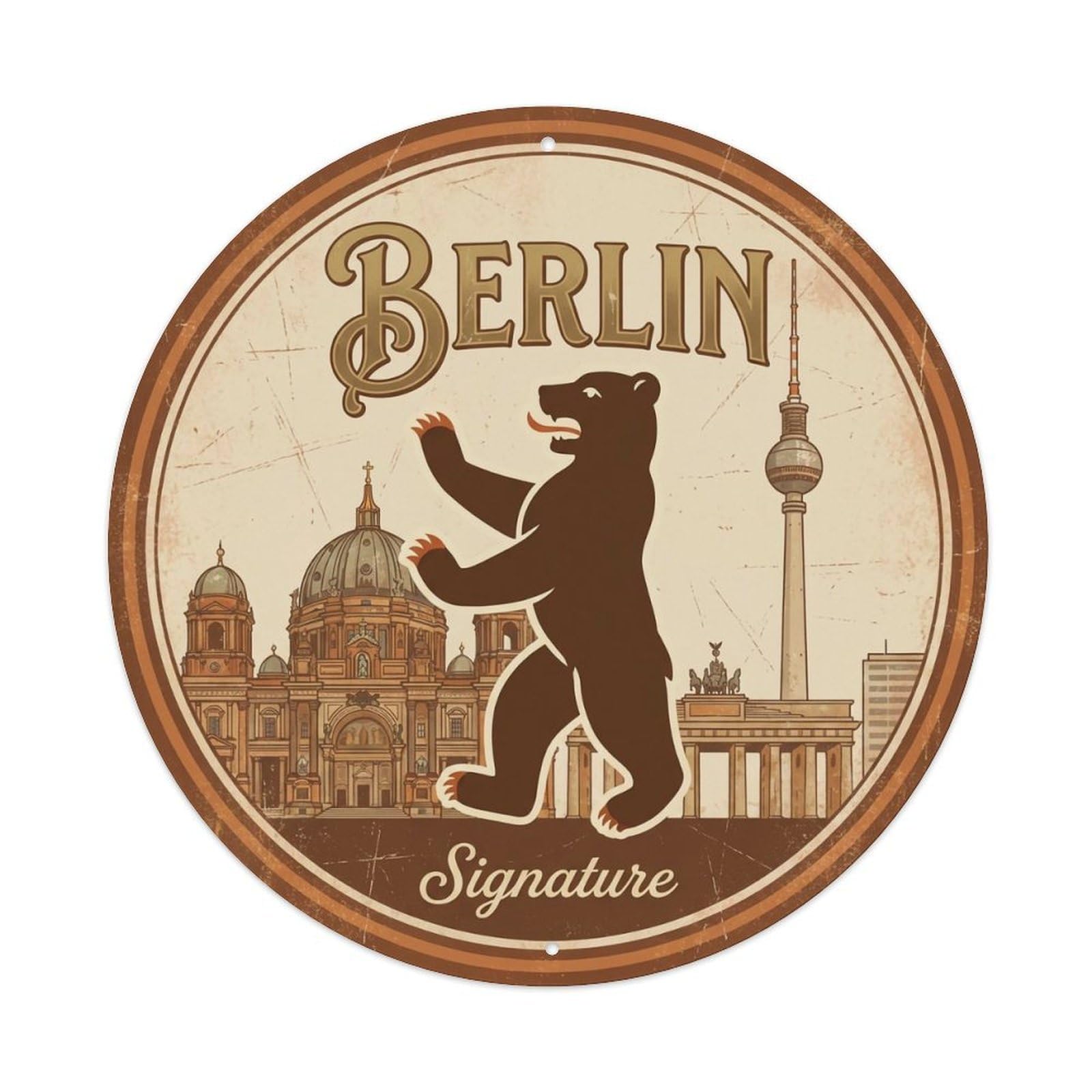 Vintage Travel Berlin Germany Symbol Metal Tin Sign