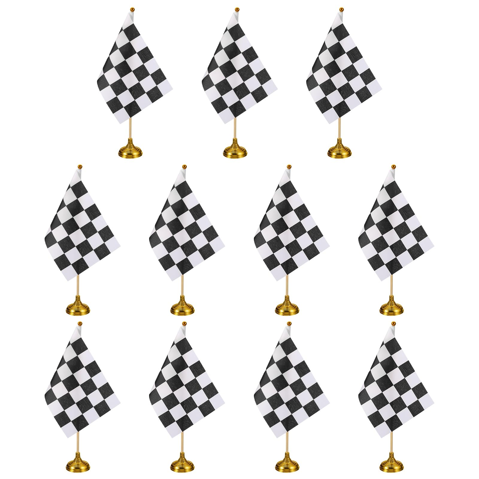 Drapeau de table à damier anti-chute avec socle lesté pour fête de course