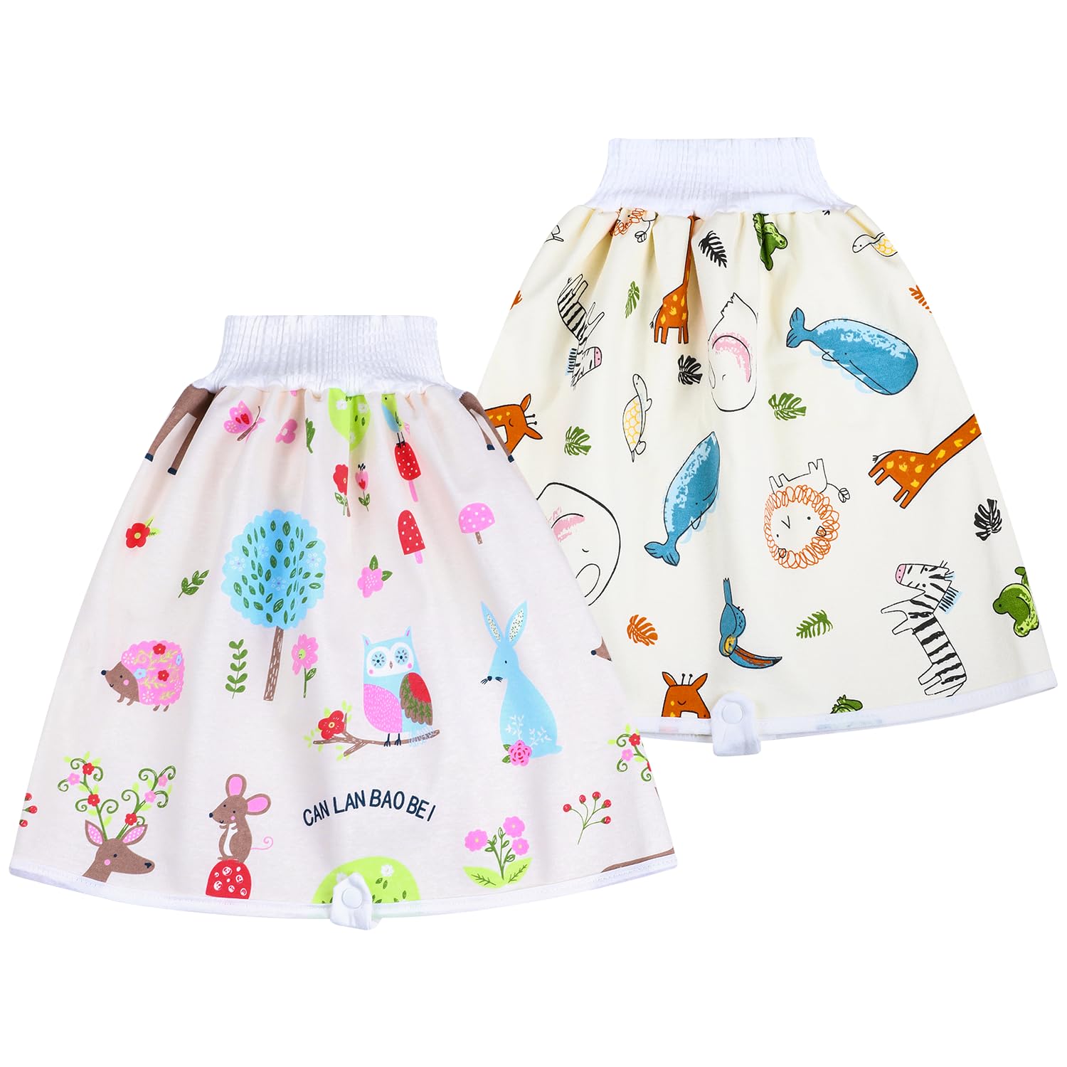 MOEMOE BABY Jupe de Couche | Pantalon Impermeable Enfant | Jupe Apprentissage Propreté Enfant | Culotte Apprentissage Propreté Garcon | Couche Imperméable Lavables, Girafe Rose,4-8 Ans