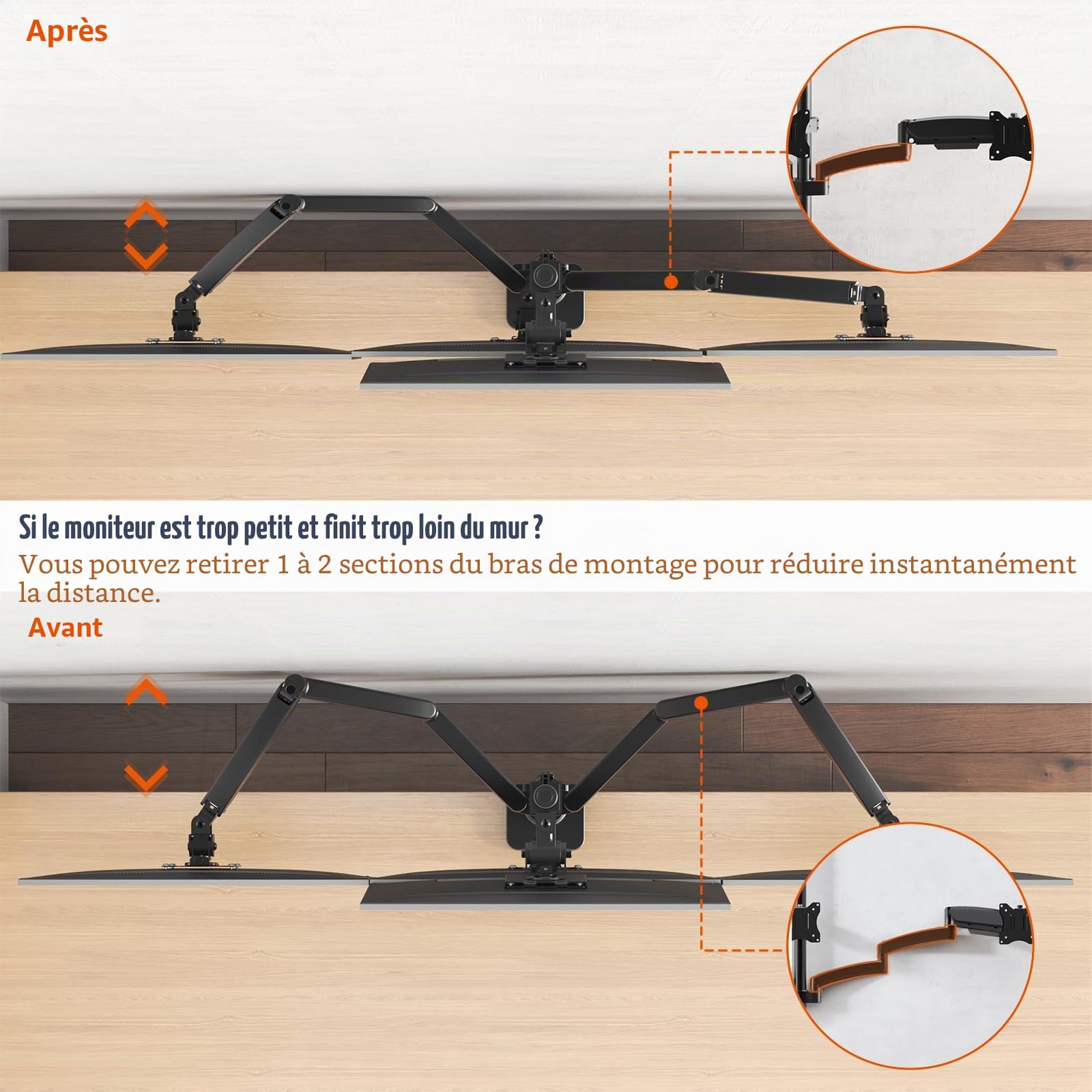 PUTORSEN Support pour Quatre écrans, Max 49'' en Haut et 3 x 27'' en Bas