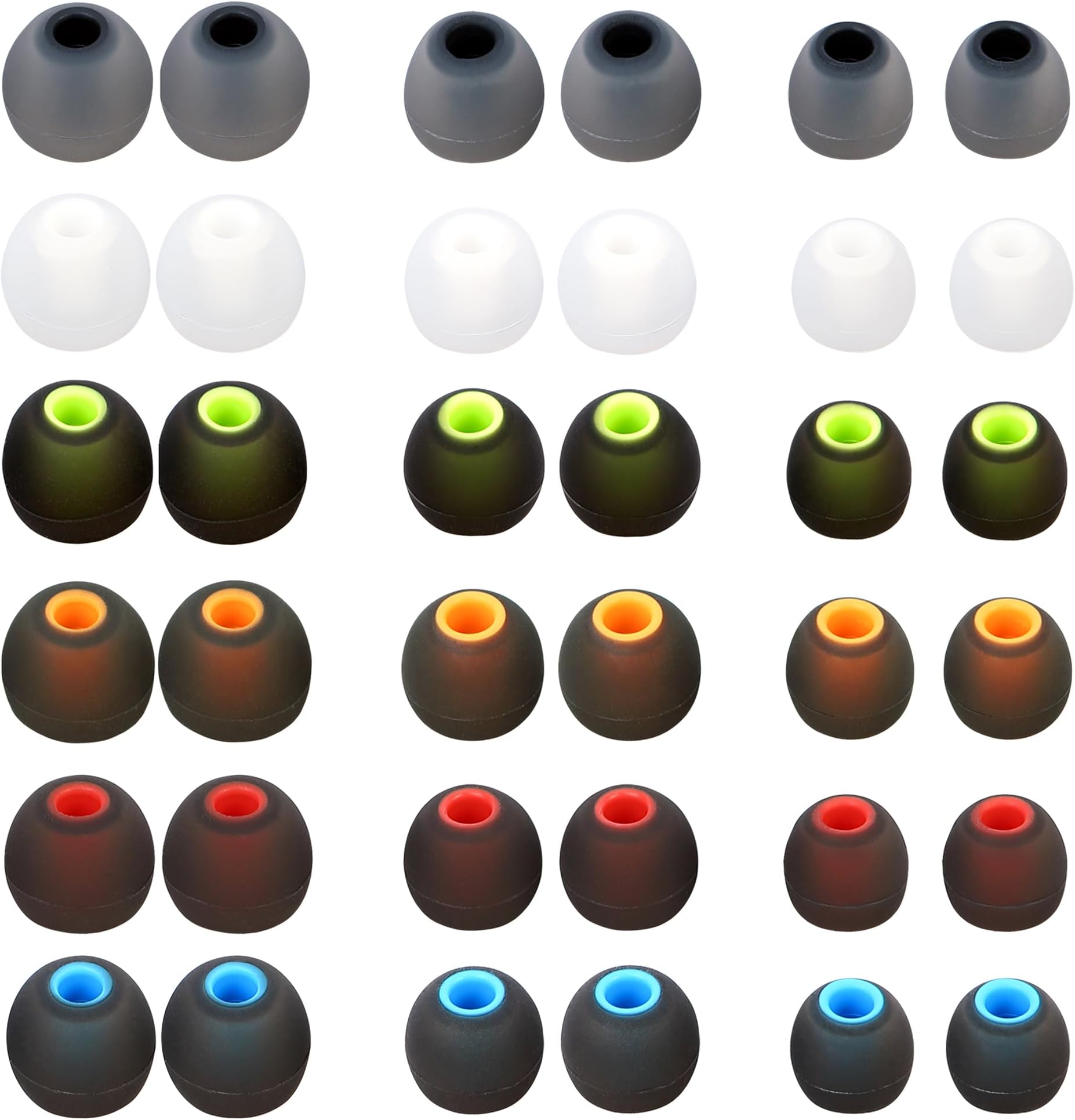 Silicone Replacement Earbud Tips Earbud Covers Eartips Fit Most in-Ear Earbuds(Inner Hole 3.8mm -5.1mm) Headphone Earbuds Rubber Tips 18 Pairs S M L