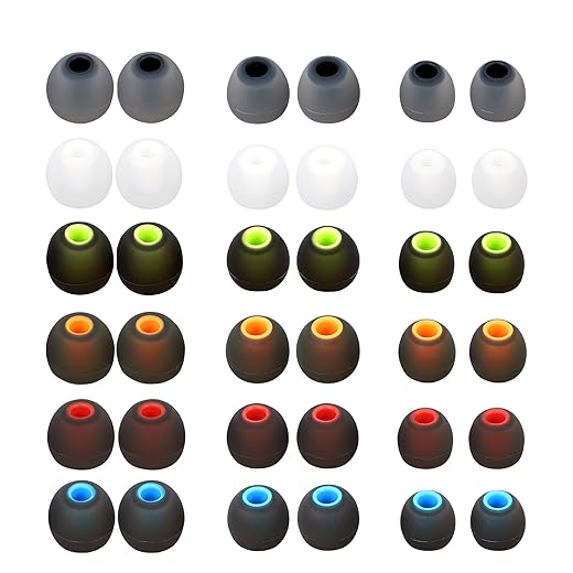 18-Pair Silicone Earbud Tips Kit, Three Sizes