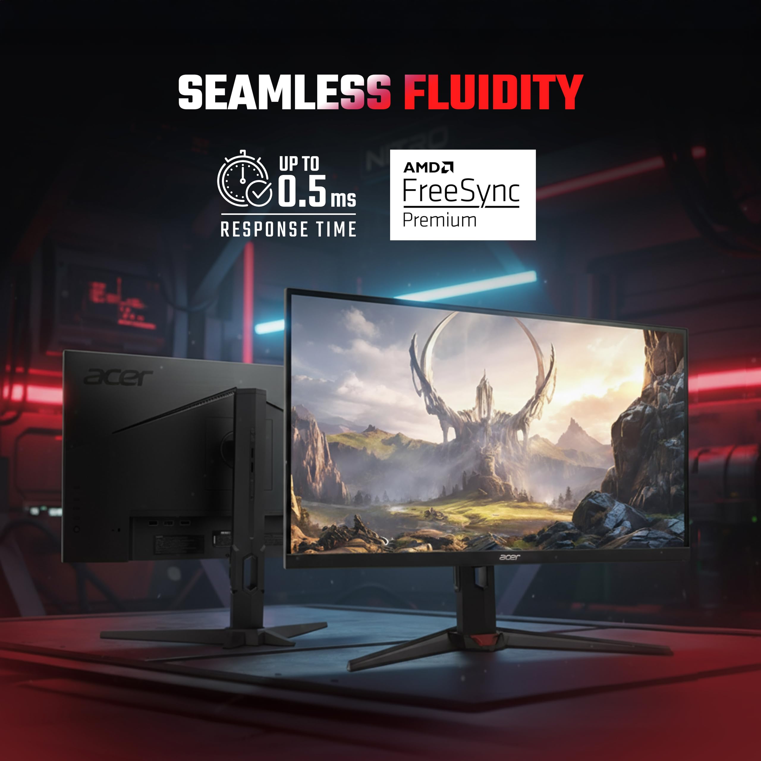 Acer Nitro XV272U X1 27 Inch WQHD (2560×1440) IPS Gaming Monitor | 200Hz Refresh Rate | 0.5ms GTG | AMD FreeSync Premium | HDR400 | 2×HDMI, DP | ErgoStand | 2W×2 Stereo Speakers | DCI-P3 90% | Black — Amazon image 6