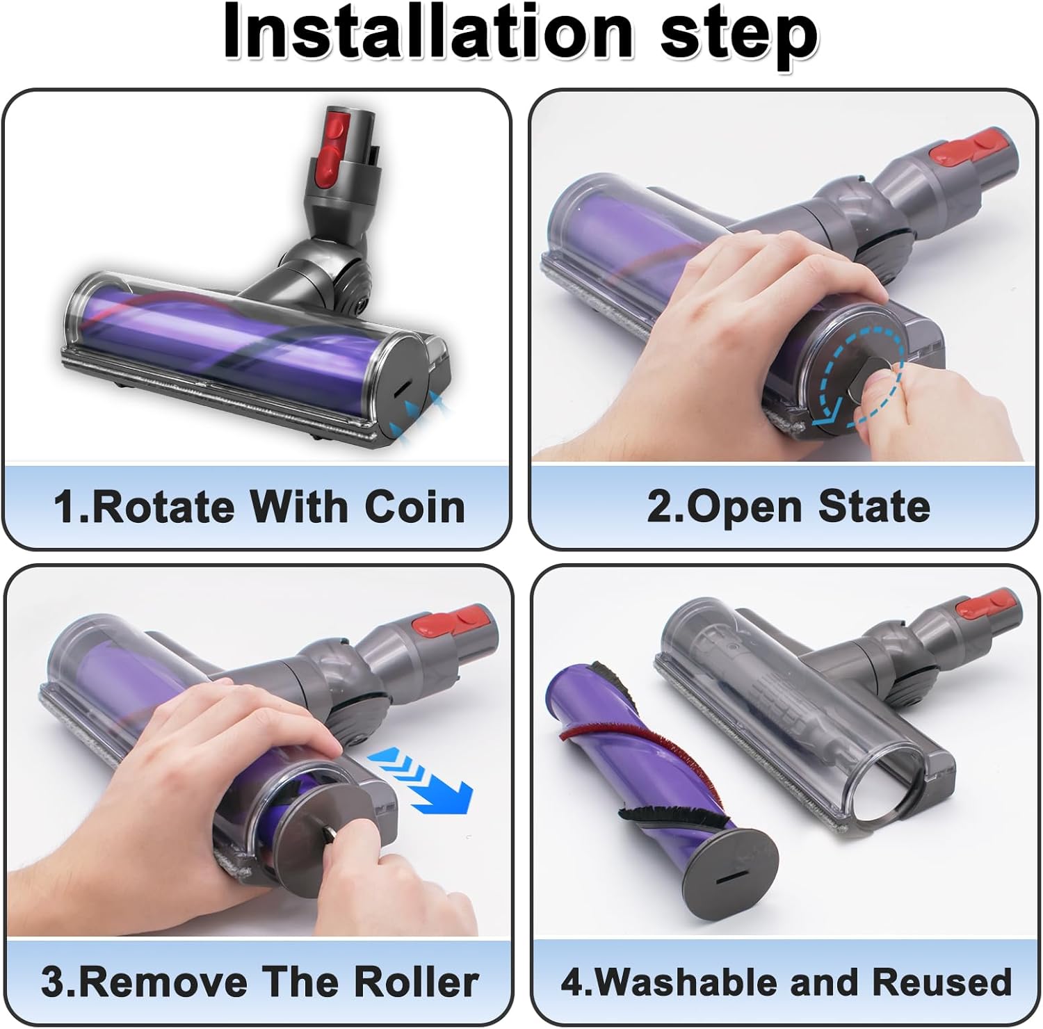 Replacement Motor-Head Compatible with Dyson V7 V8 V10 V11 V15 SV10 SV11 SV12 SV14 SV24 Vacuum Direct Drive Turbine Brush Attachment for Hardwood Floors,Carpets, and Tiles