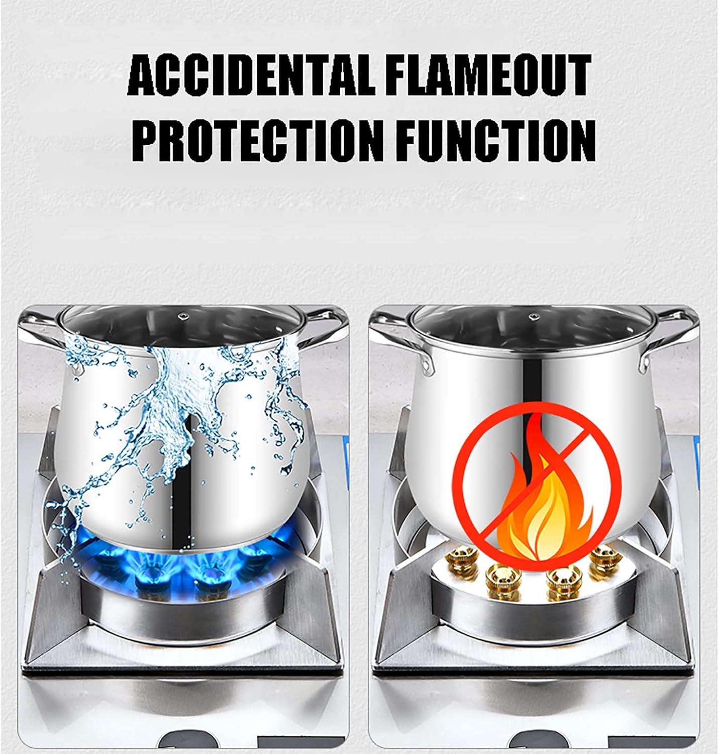 Gas Hob Built-In Household Gas Stove, 7.0Kw Nine Cavity Fierce Fire Gas Cooktop,180 Minutes Timer, Zinc Alloy Knobs (F NG) (A NG)