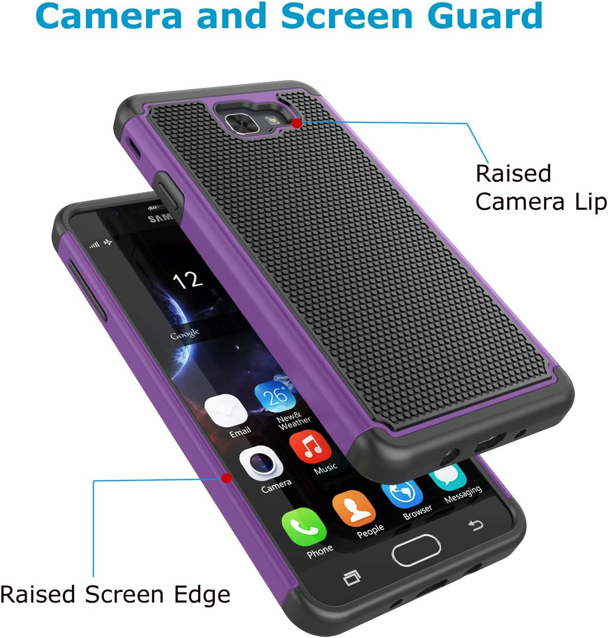 Takfox Galaxy J7 2017 Case, J7 Prime Case, J7 Sky Pro Case Protective Heavy Duty Shockproof Hard PC Back & Soft Silicone Dual Layer Armor Cover for Samsung Galaxy J7 2017/J7 Perx/J7V-Purple