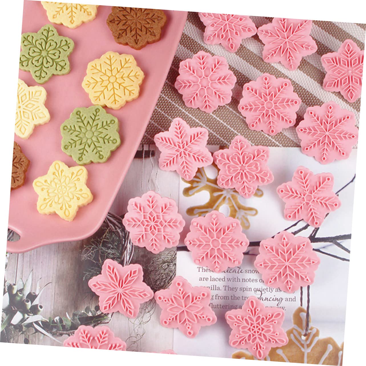 Cabilock 2 Juegos Herramienta Para Hornear Galletas Con Plantilla De De Nieve Molde Para Galletas Navideñas Molde Para Galletas Tipo Prensa Molde Para Galletas Prensa Para 18 Uds * 2