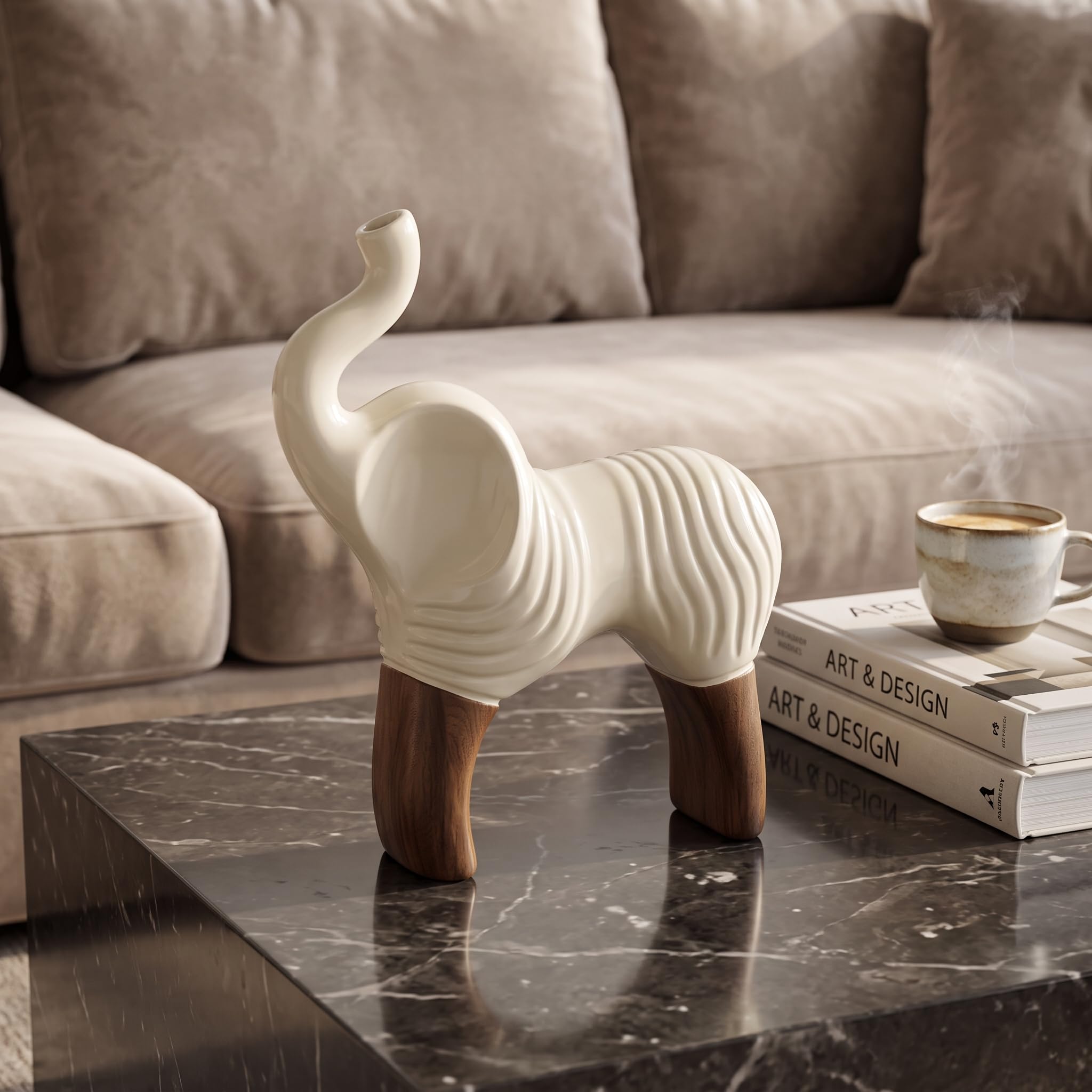 XINXUAN Estatua de elefante blanco para decoración del hogar, escultura