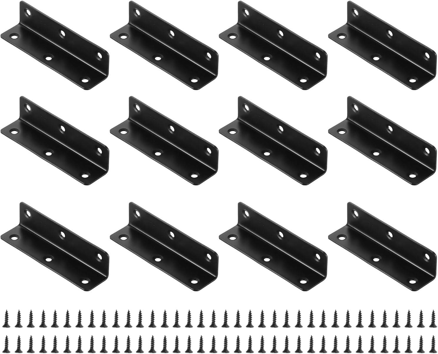 uxcell 20Pcs L-Shaped Brackets Corner Brace, 0.98"x0.98"x3.94" Corner Bracket Shelf Bracket Right Angle Brackets for Wood Shelves Furniture (25x25x100mm, Black)