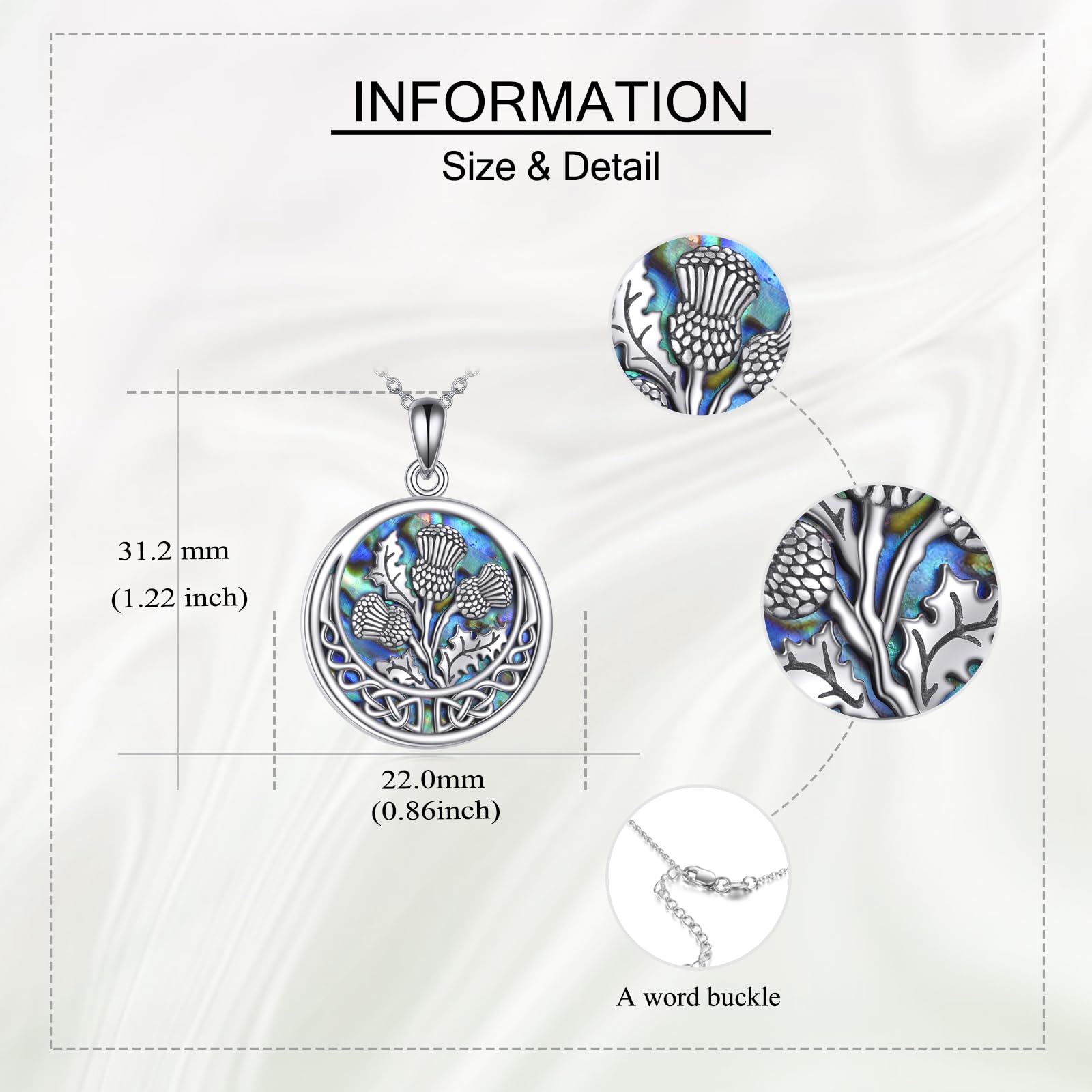 URONE Schottische Distel Halskette 925 Sterling Silber Distel Anhänger Schottische Distel Schmuck Geschenke für Frauen Mädchen