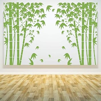 StickMe  Green - Bamboo - Tree - Nature - Birds - Decorative - Creative - Colorful - Wall Sticker -SM152 (Multi Colour, Vinyl - 100cm X 80 cm )