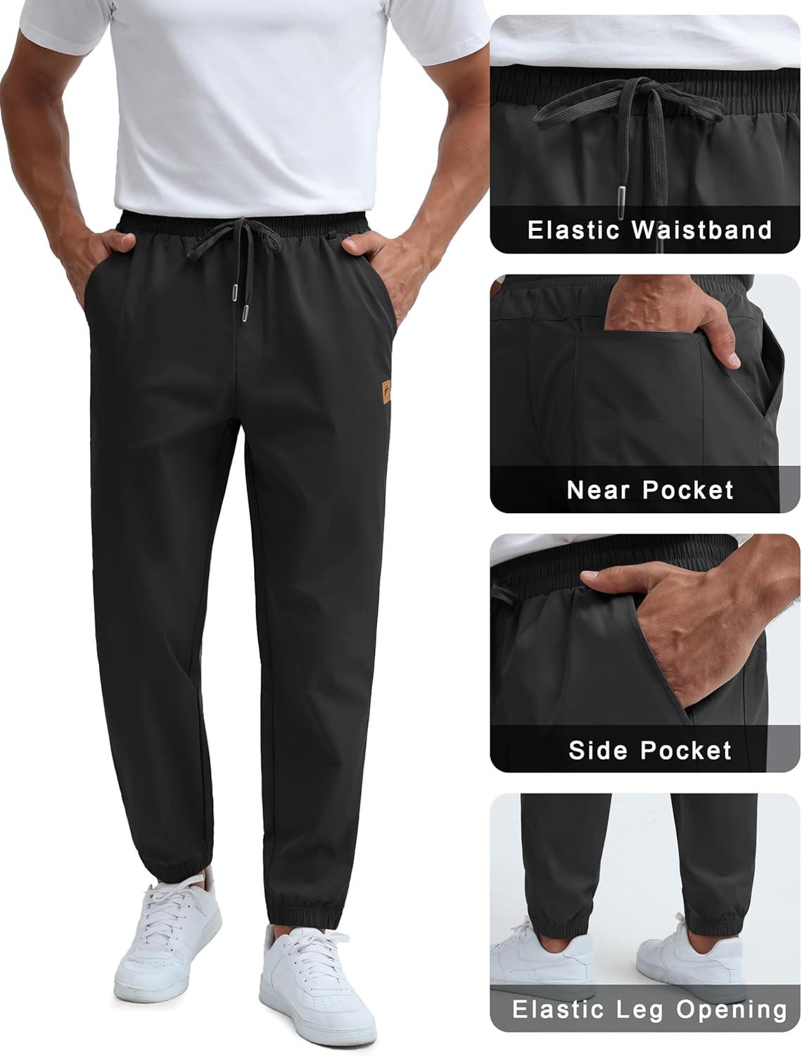 Cotrasen Mens Casual Pants Lightweight Sweatpants Stretch Water Resistant Hiking Pants Athletic Outdoor Workout Joggers - Image 5