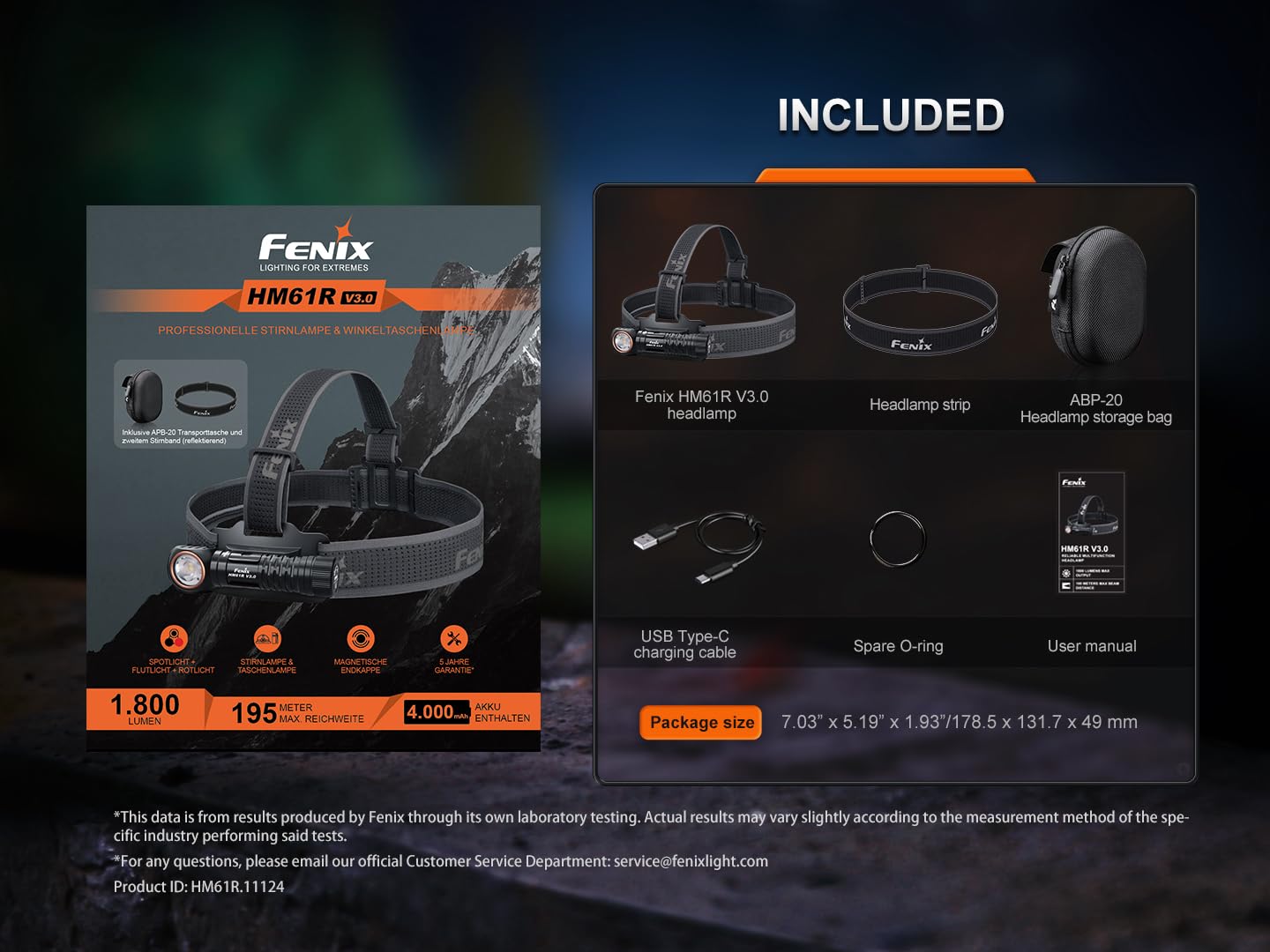 Fenix HM61R V3.0 Set Stirnlampe LED Wiederaufladbar,1800Lumen