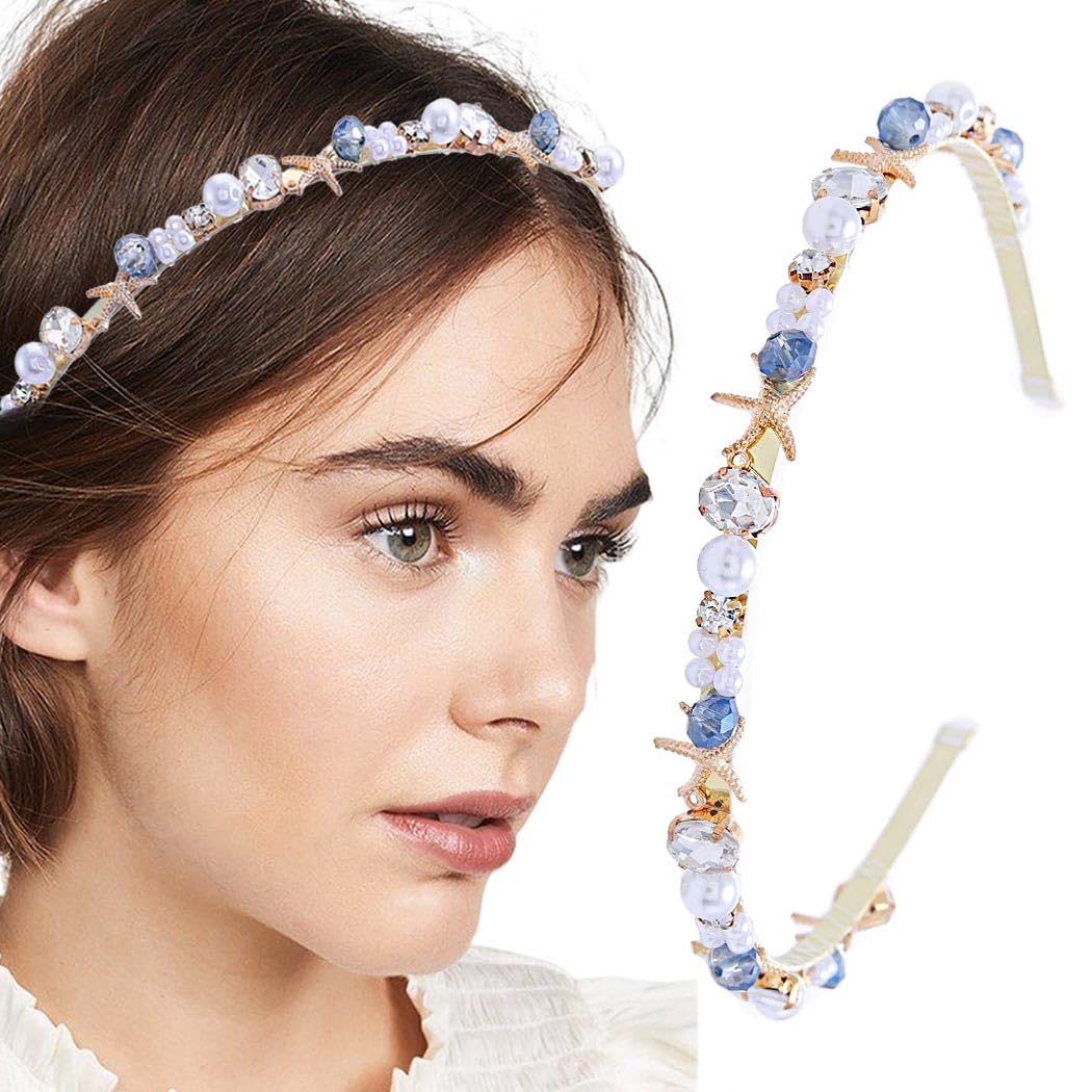 Amazon.com : Firuilo Starfish Headband Bling Rhinestones  display picture 1