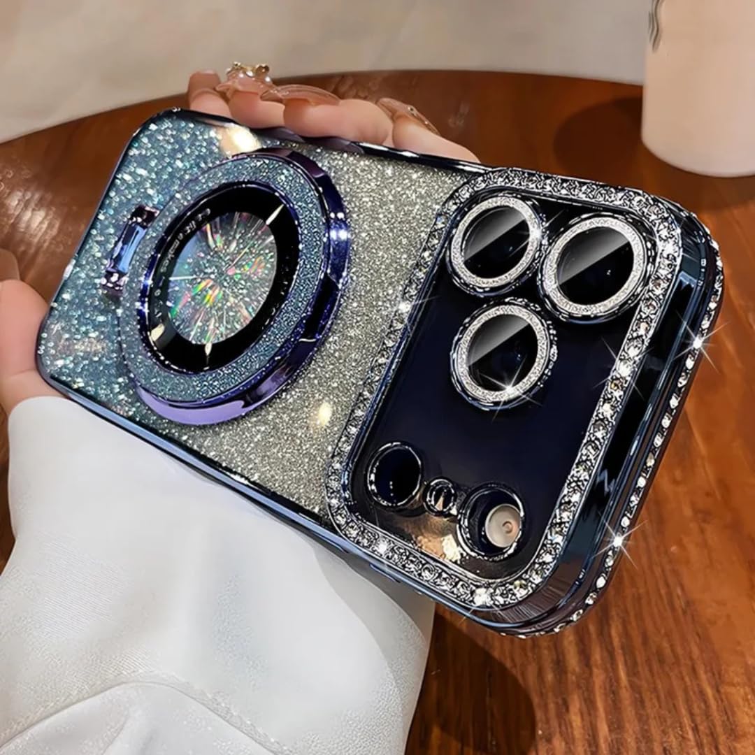 Coque iPhone 15 Pro Max anti rayures souple paillettes bleu