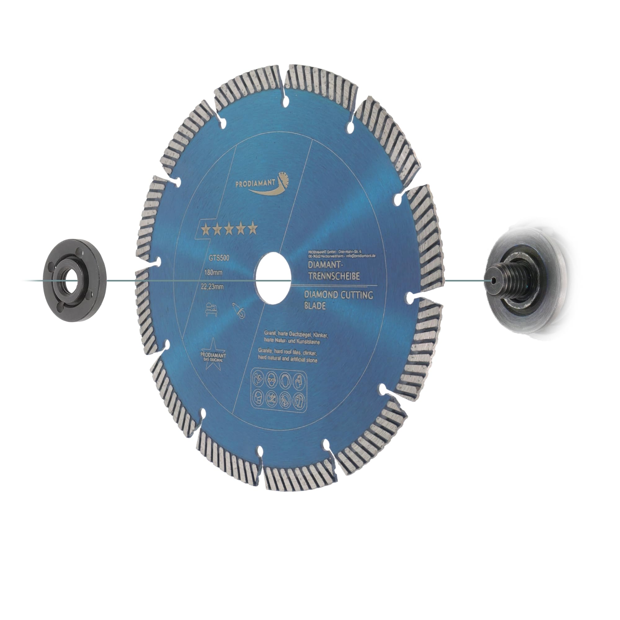 PRODIAMANT Fastcut Disco da taglio diamantato ad alta velocità 180 mm x 22,23 mm per materiali da costruzione molto duri come la pietra arenaria calcarea