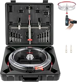 VEVOR Adjustable Hole Saw Cutter Kit, 1-5/8" to 8" (40-200 mm), Two Replaceable Pilot Drill Bits, Twin Blade Recessed Hole Saw with PC Dust Shield, for Recessed Lights, Ceiling Speakers, Vent Holes