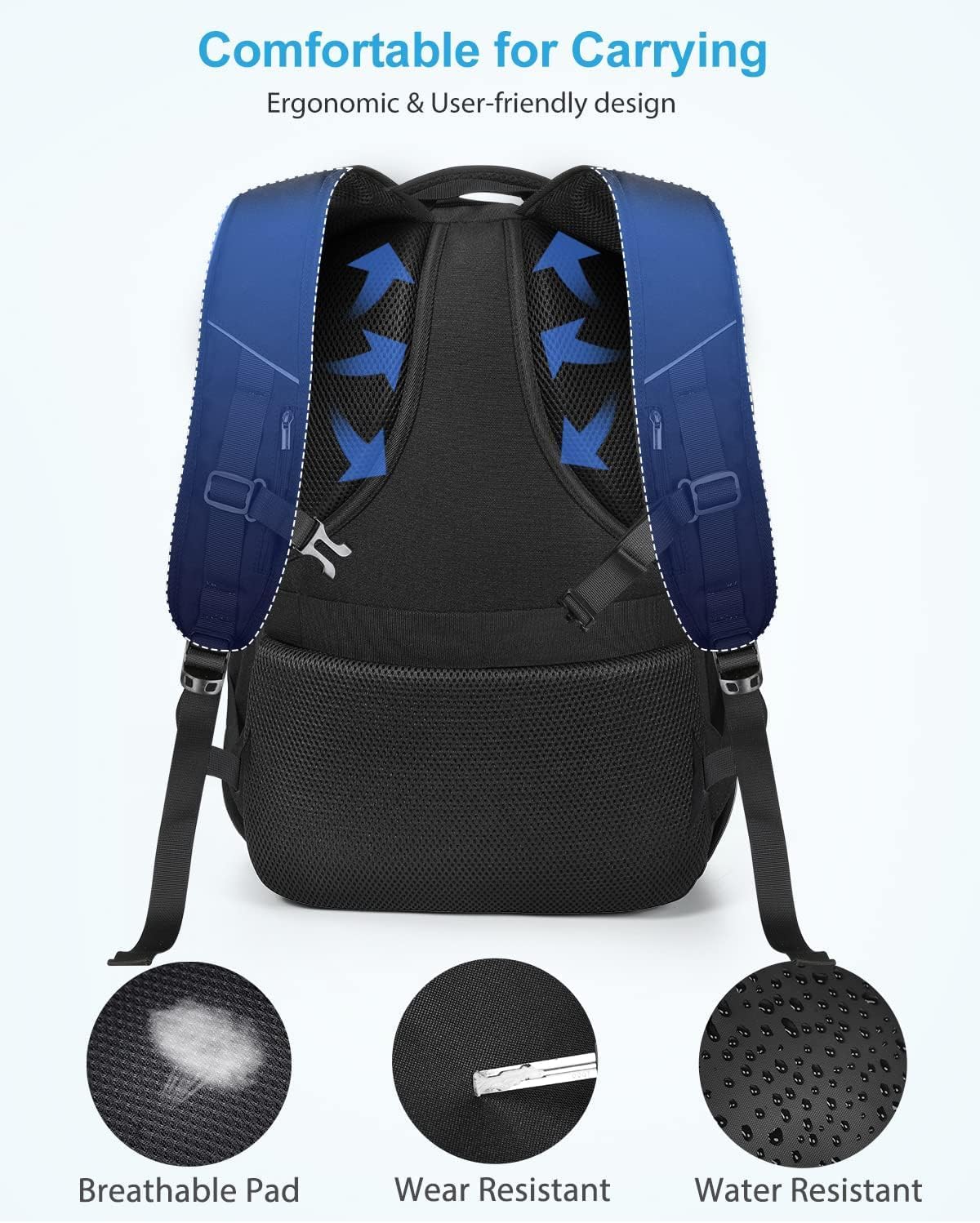 HOMIEE Laptop Backpack Extra Large Travel Backpack for Men Women, Anti Theft Slim Durable College School Computer Bag with USB Charging Port