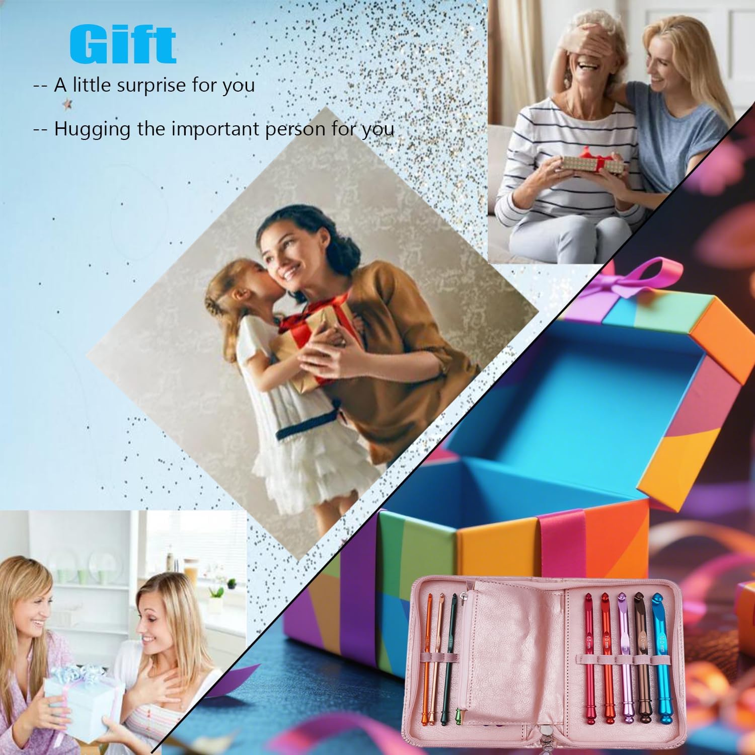 Mdoker Latest Inline Crochet Hook Set with Case Aluminum Ergonomic Crochet Hooks,Non-Slip Hooks for Arthritic Hands,Nice Gift for Women,3mm-10mm