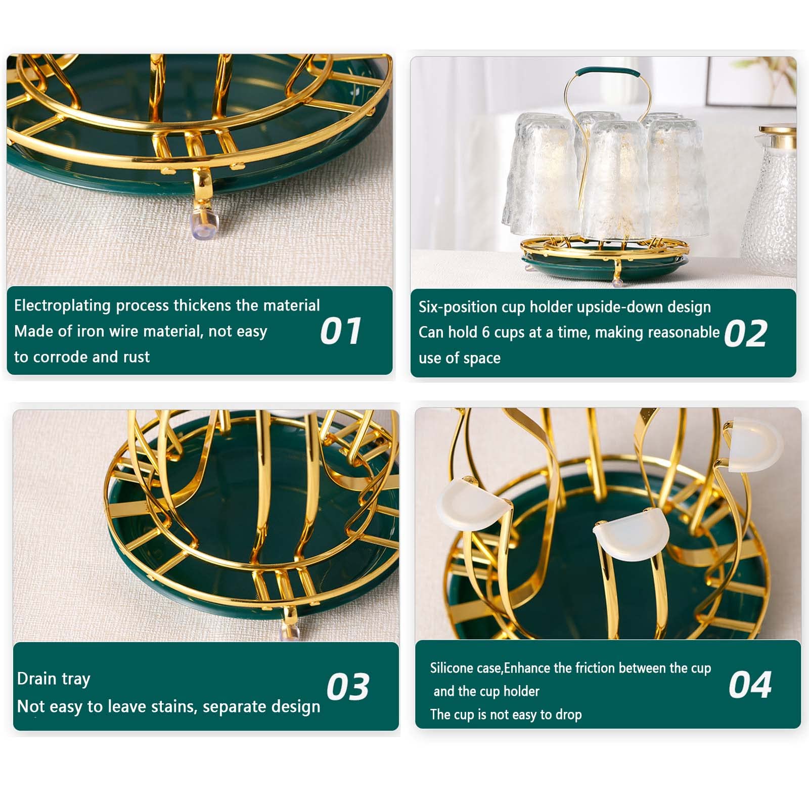 JUSHZ Botelleros Y Armarios para Vino Botellero Madera con Palets Portavasos De Drenaje Hierro Forjado Cocina con Asa (Green,19.5x19.5x23cm)