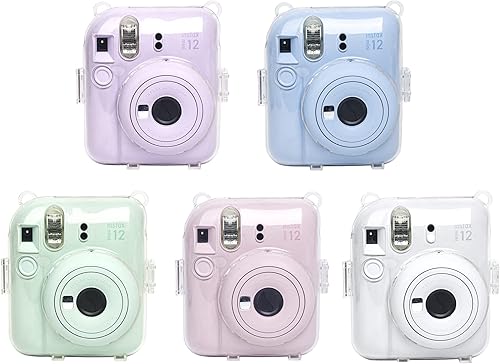 Miniatura 6 de Mini 12 - Funda protectora con bolsillo para almacenamiento de fotos y correa de hombro extraíble para cámara instantánea Fujifilm Instax Mini 12,