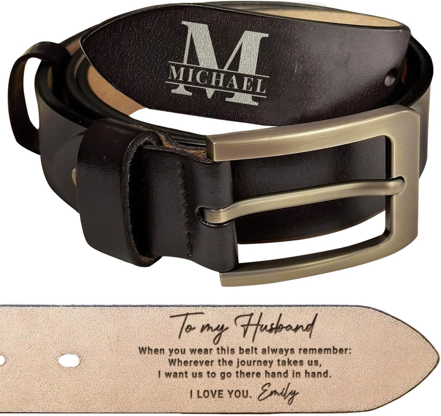 Personalized To My Husband Belt With Gift Box - When You Wear This Always To Remember Belt, Custom Name Engraved Leather Belts Gift For Husband on Father's Day