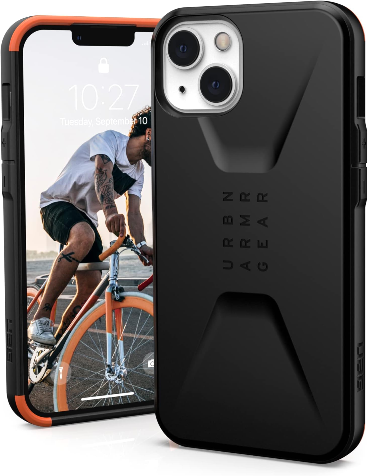 UAG Designed for iPhone 13 Case Black Sleek Ultra-Thin Shock-Absorbent Civilian Protective Cover, [6.1 inch Screen]