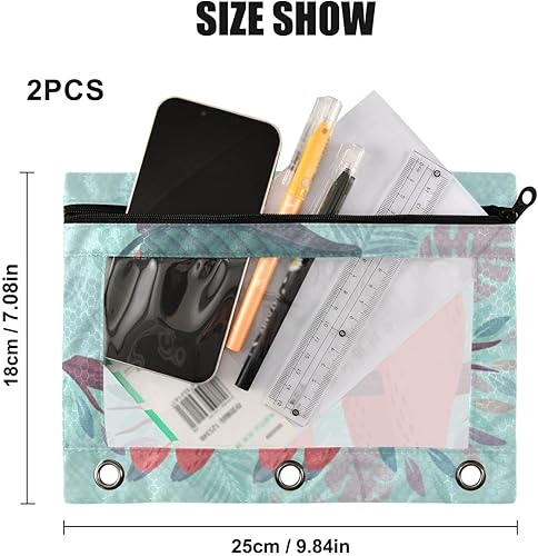 Miniatura 3 de Kigai Estuche para lápices para carpeta de 3 anillas, paquete de 2 carpetas con ventana transparente y estuche con cremallera para almacenar
