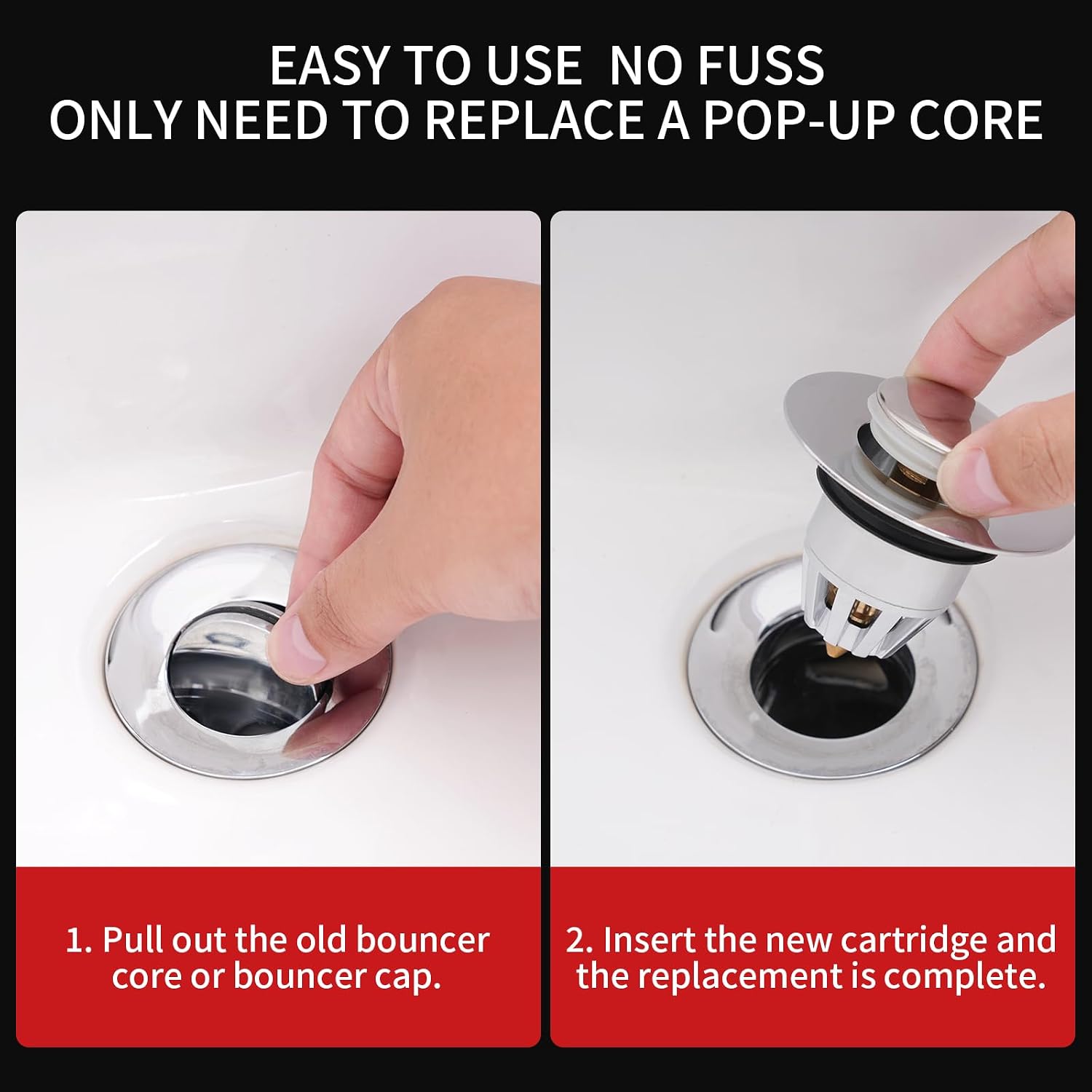 2PCS Bathroom Sink Stopper - Universal 3-in-1 Sink Drain Strainer, Pop-Up Sink Strainer，Magic Drain, with Hair Catcher Anti Clogging Sink Stopper Bathroom Drain