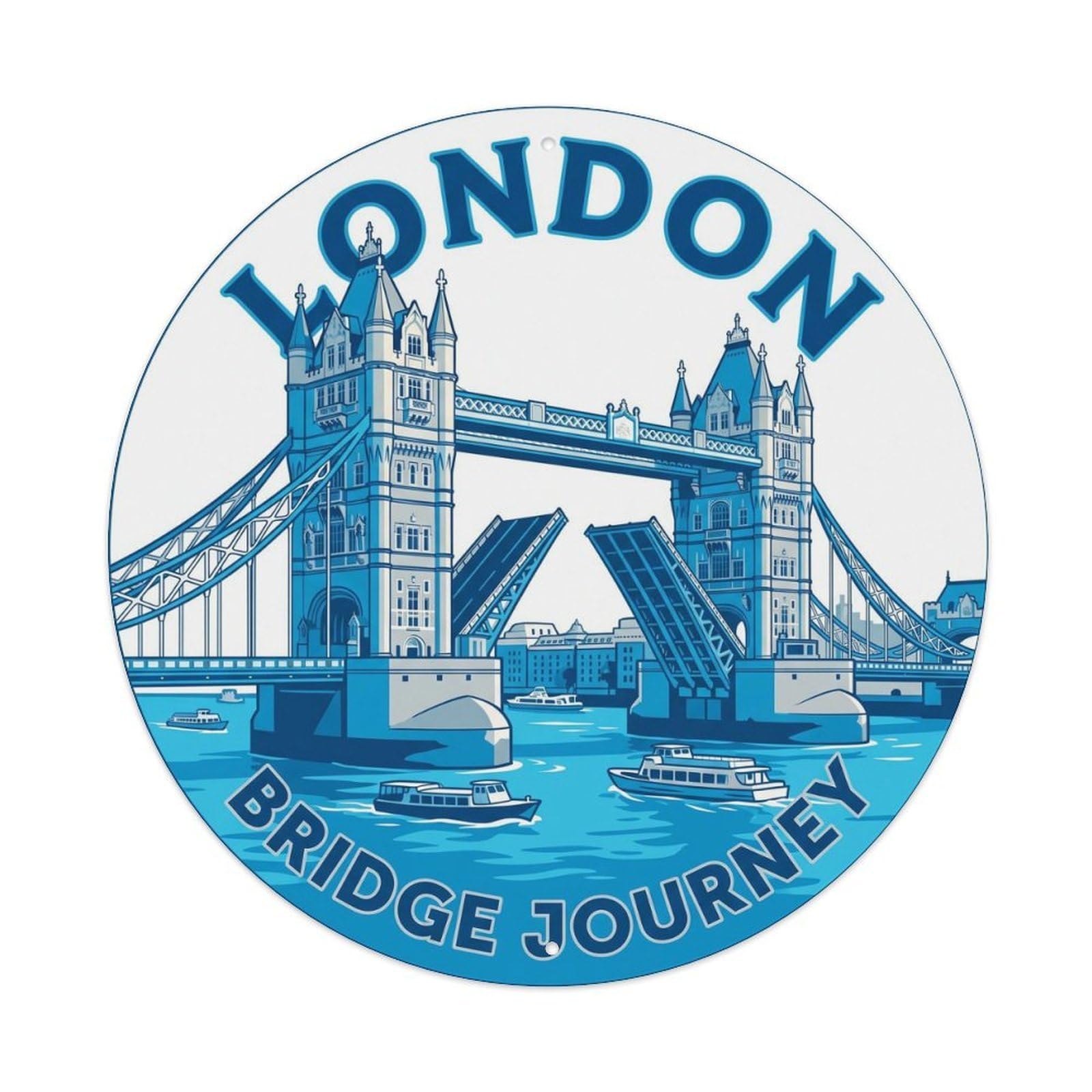 Fqcyn Style Vintage Travel London Bridge Journey Metal Tin Sign