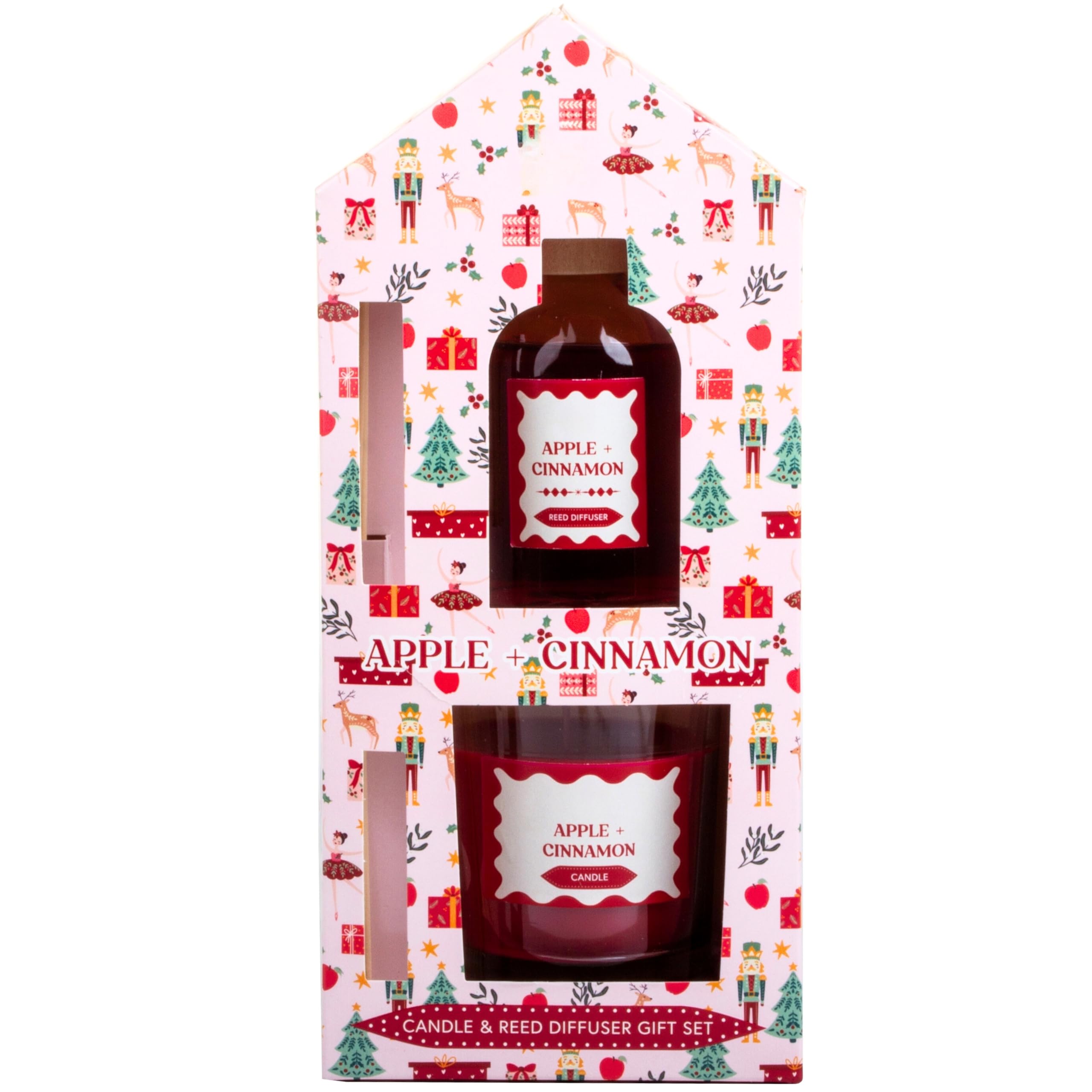 SGM Hut Diffuser & Candle Set - Apple & Cinnamon | 100ml Diffuser & 120g Scented Candle | Perfect for Home Fragrance, Relaxation, Gift Set for Aromatherapy Lovers - PAN0712