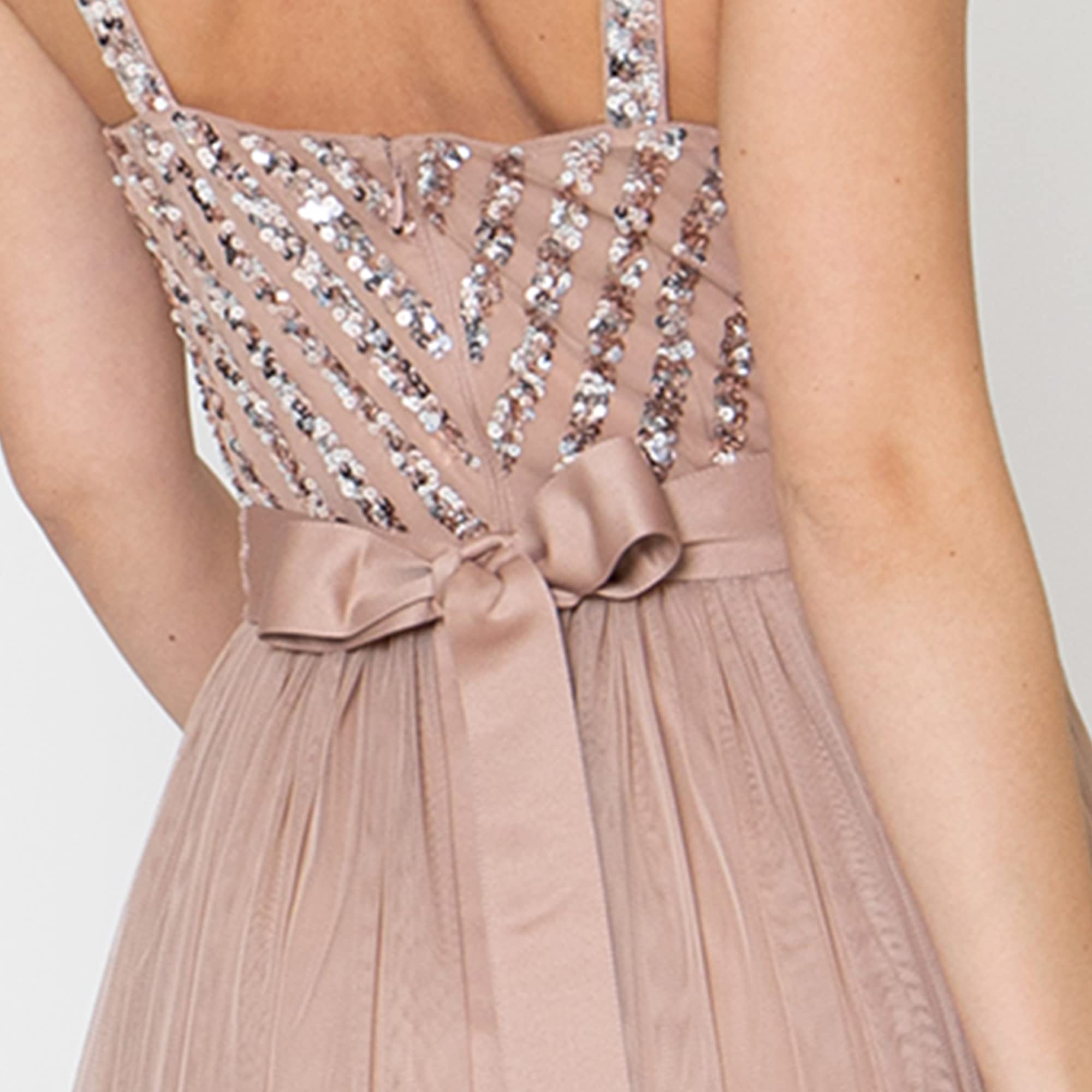 Maya Deluxe Maya Deluxe Ladies Womens Maxi Dress Long Length Wedding Guest Bridesmaid Prom Summer Evening Gown V Neck Straps Bow Tie Vestito per Il Ballo di fine Anno Donna
