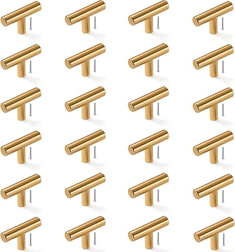 Miniatura 8 de Paquete de 24 pomos para gabinete, tiradores de gabinete con barra en T, manijas modernas para cajones de cocina, accesorios de gabinete con