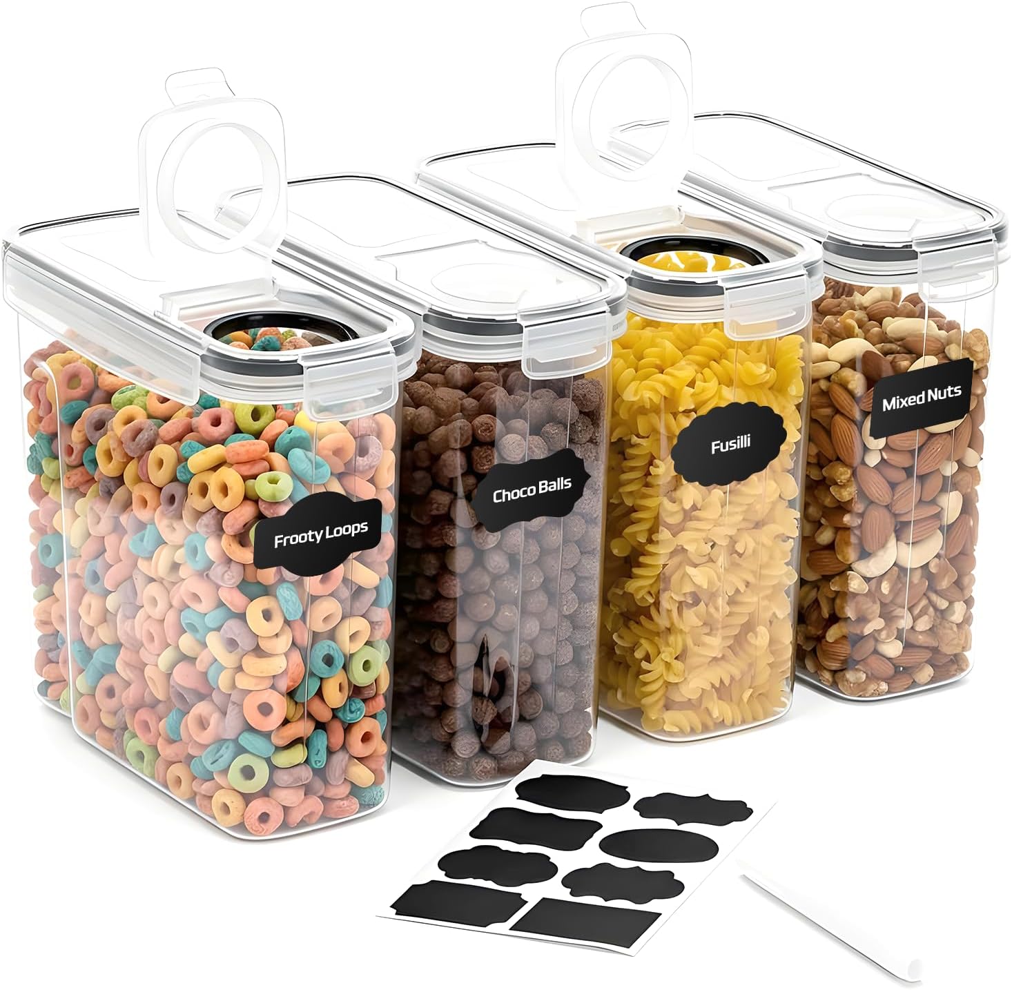 Airtight 4-Pack 4L Cereal Storage Containers – BPA-Free & Clear