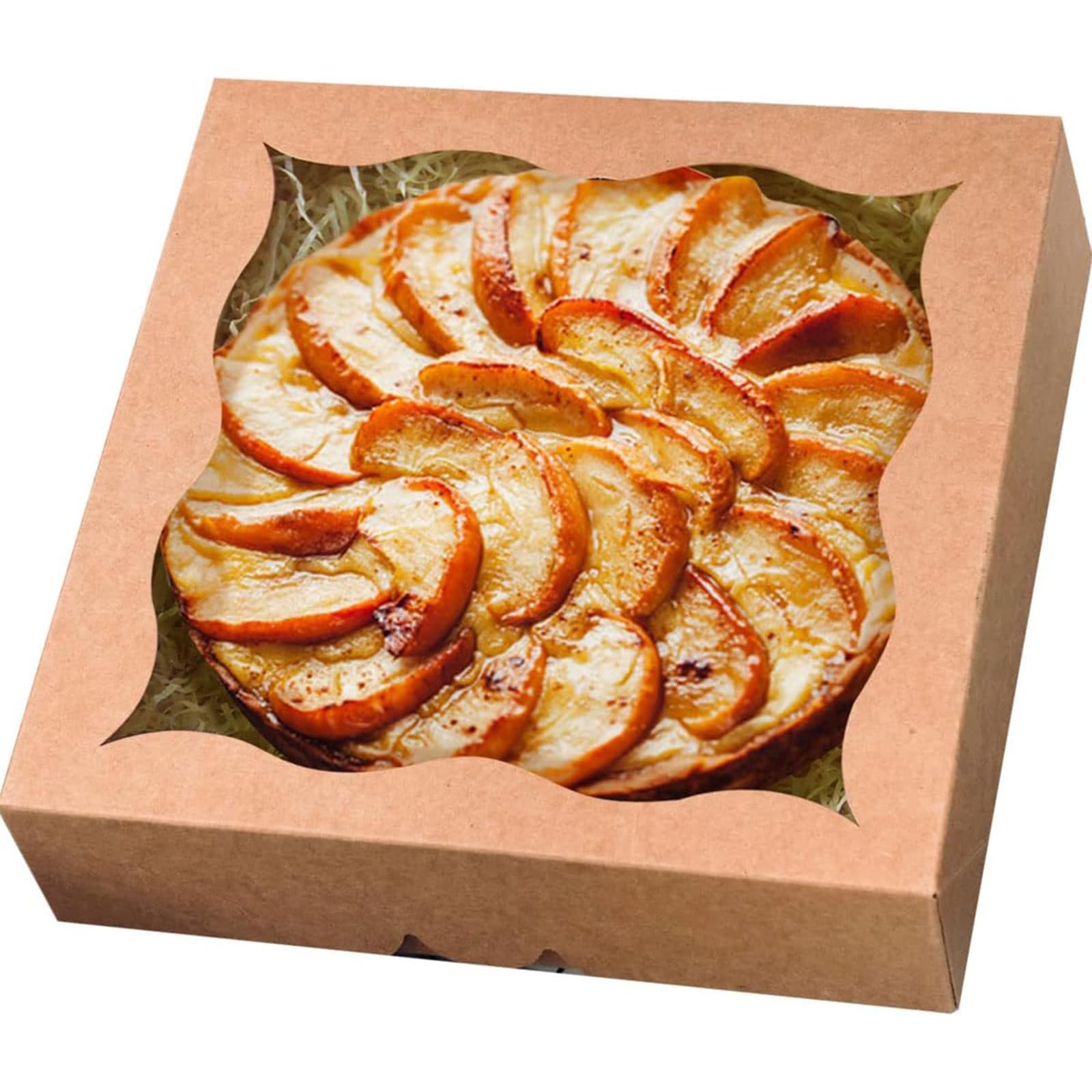 qiqee Cajas de pastel marrones con ventana de 12 x 12 x 3 pulgadas, 24 paquetes de cajas de panadería para galletas