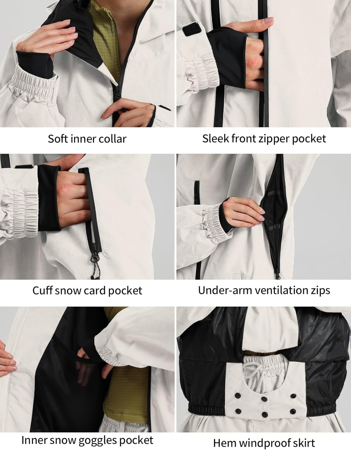 GSOU SNOW Ski Suit Men Baggy Ski Jacket and Pants Set Snow Suit Washed Effect Waterproof Insulated Windproof for Snow Sport - Image 4