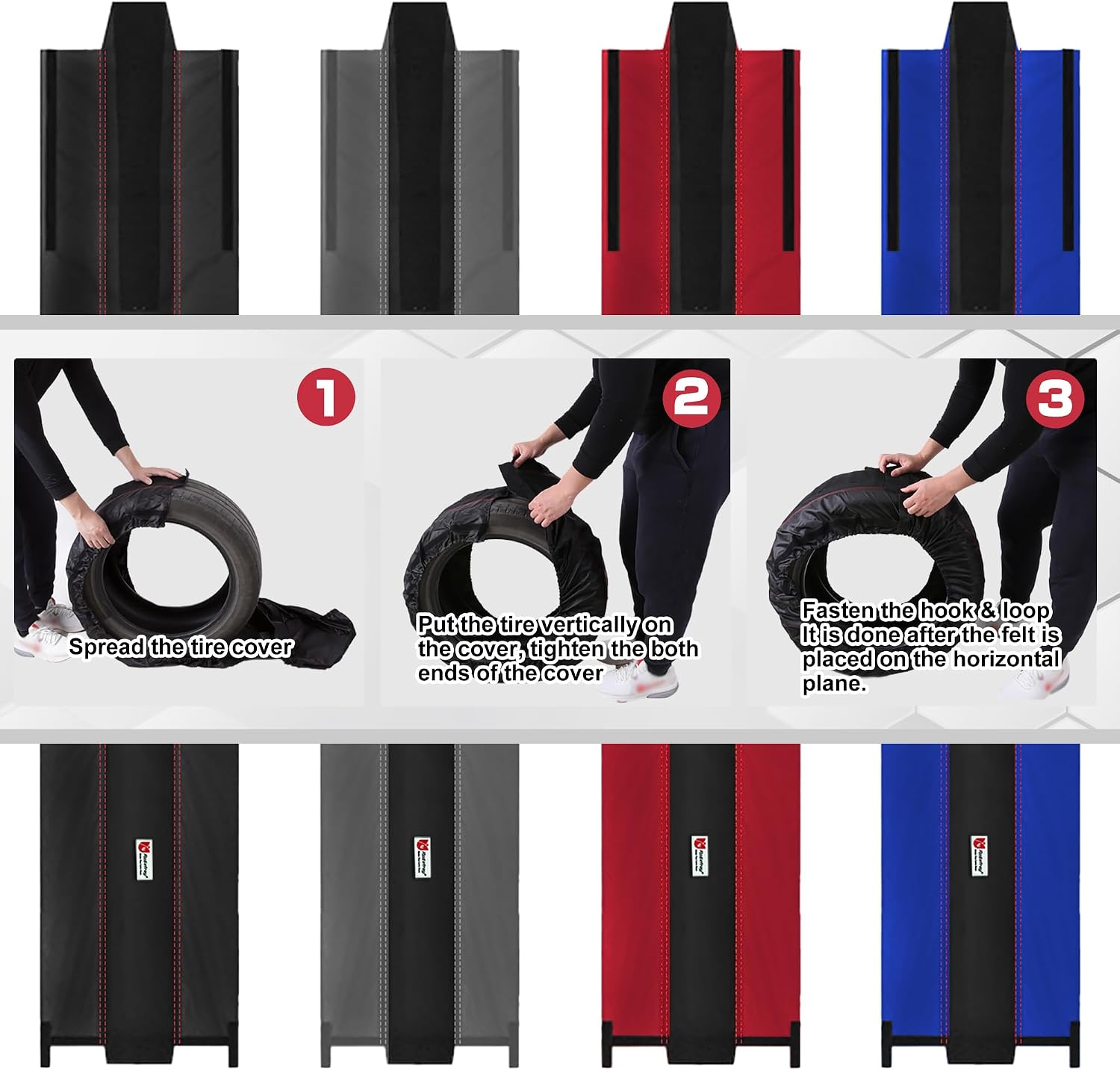 Tire Storage Bags for Seasonal Tires, 600D Oxford Fabric Tire Totes with Handles, Fits 21"–31.5" Tire Diameter, Set of 4, Gray