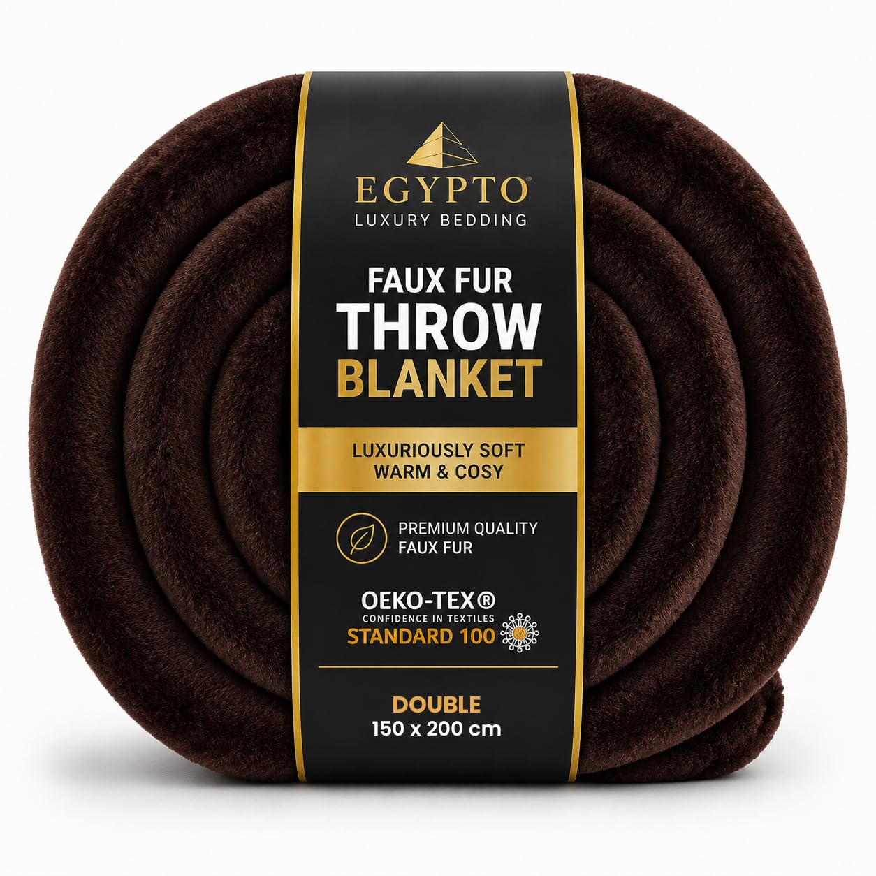 EGYPTO Double Fleece Blanket 150cm x 200cm | Luxury Faux Fur Throws for Sofas | Anti-Allergy Cozy & Soft Throw | Versatile Chocolate Throw Blanket for Sofa & Bed โ image 1