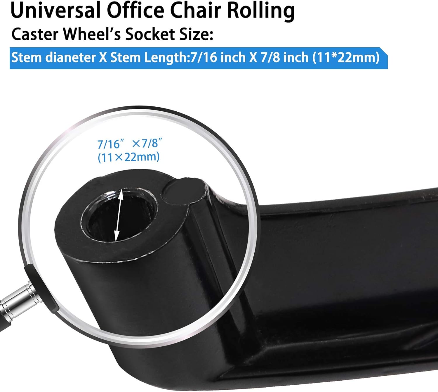 Office Chair Base with Caster Wheels(Set of 5), 25" Heavy Duty Office Chair Bottom Replacement , 500lb Reinforced Metal legs, 2.5" Nylon Stand Casters, Suitable for Most Office Chairs, Game Chairs: Furniture & Decor